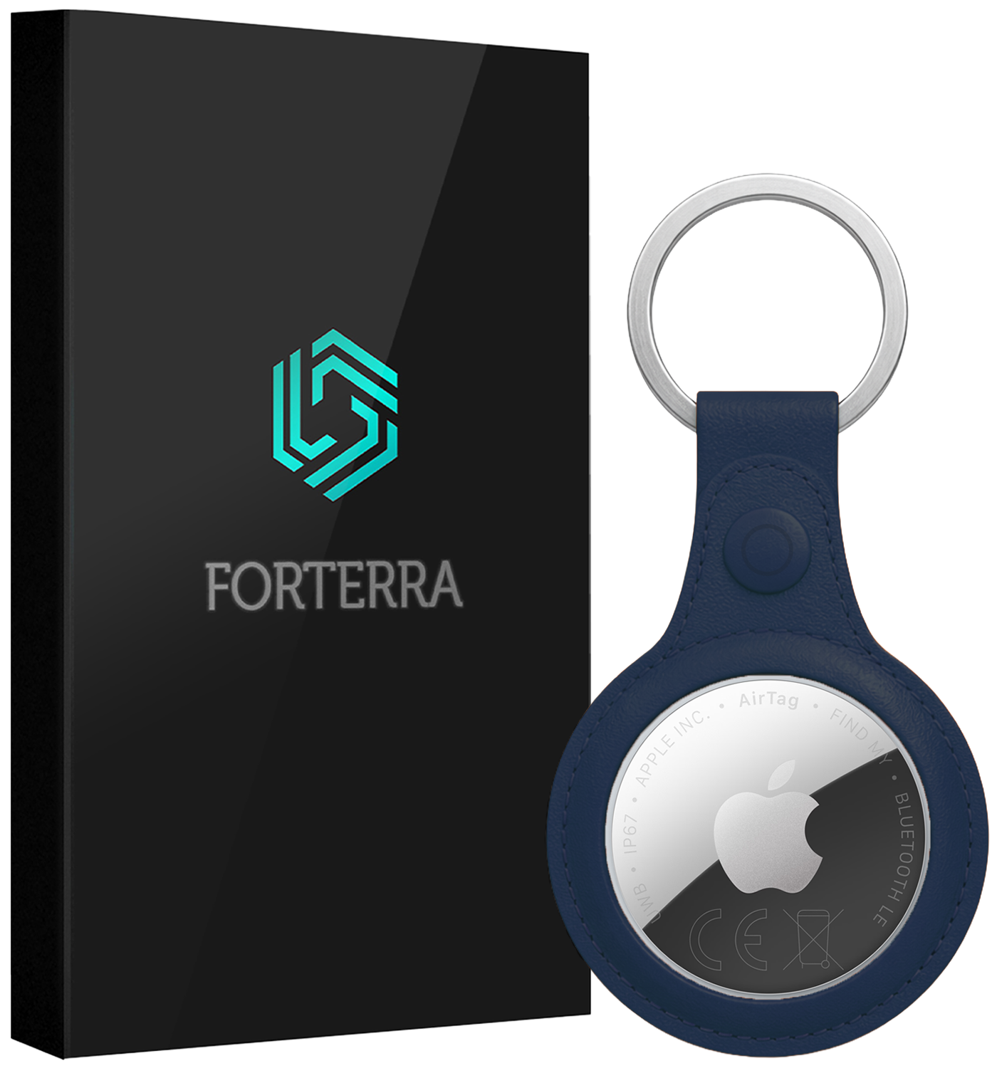 Forterra Forterra AirTag 2 Hoesje Leer - Donkerblauw