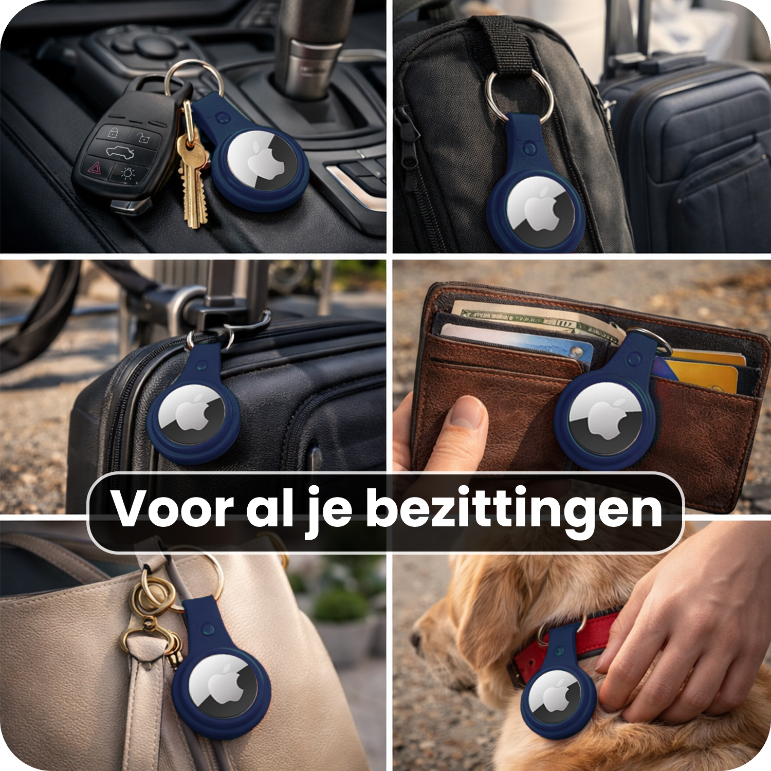 Forterra Forterra AirTag 2 Hoesje Leer - Donkerblauw