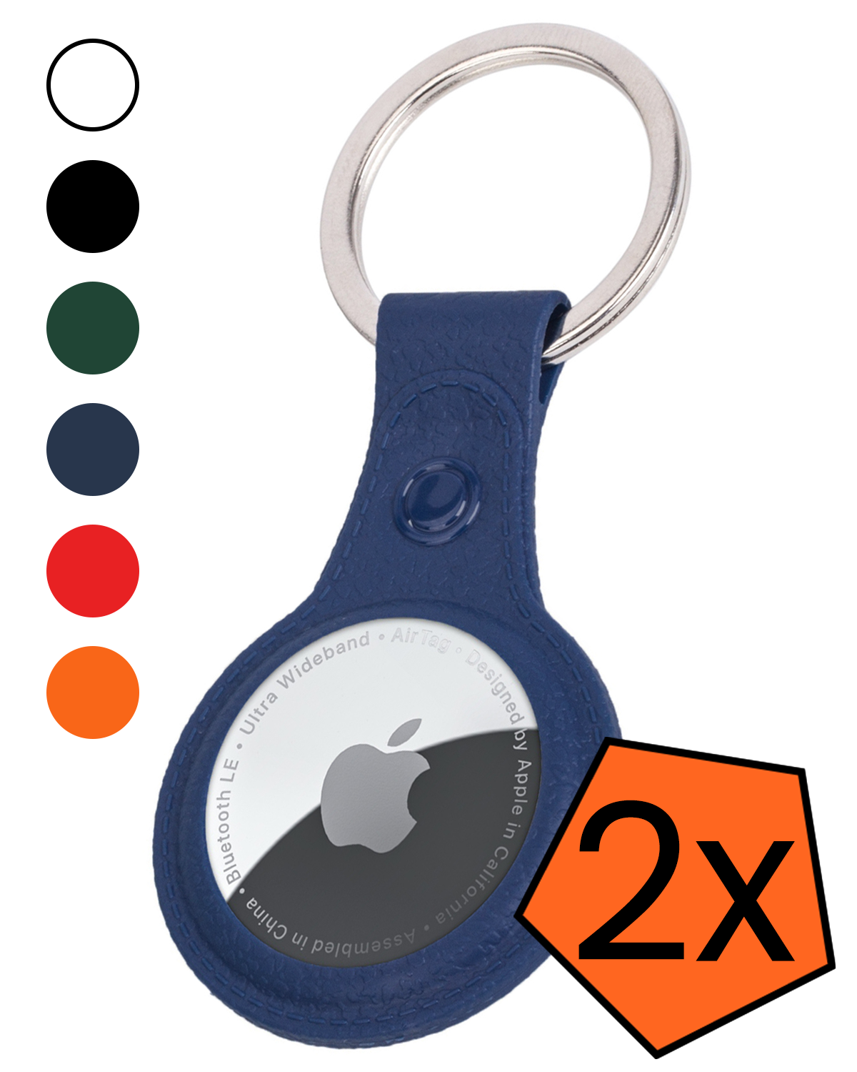 Nomfy Nomfy AirTag 2 Hoesje Leer - Donkerblauw - 2 PACK