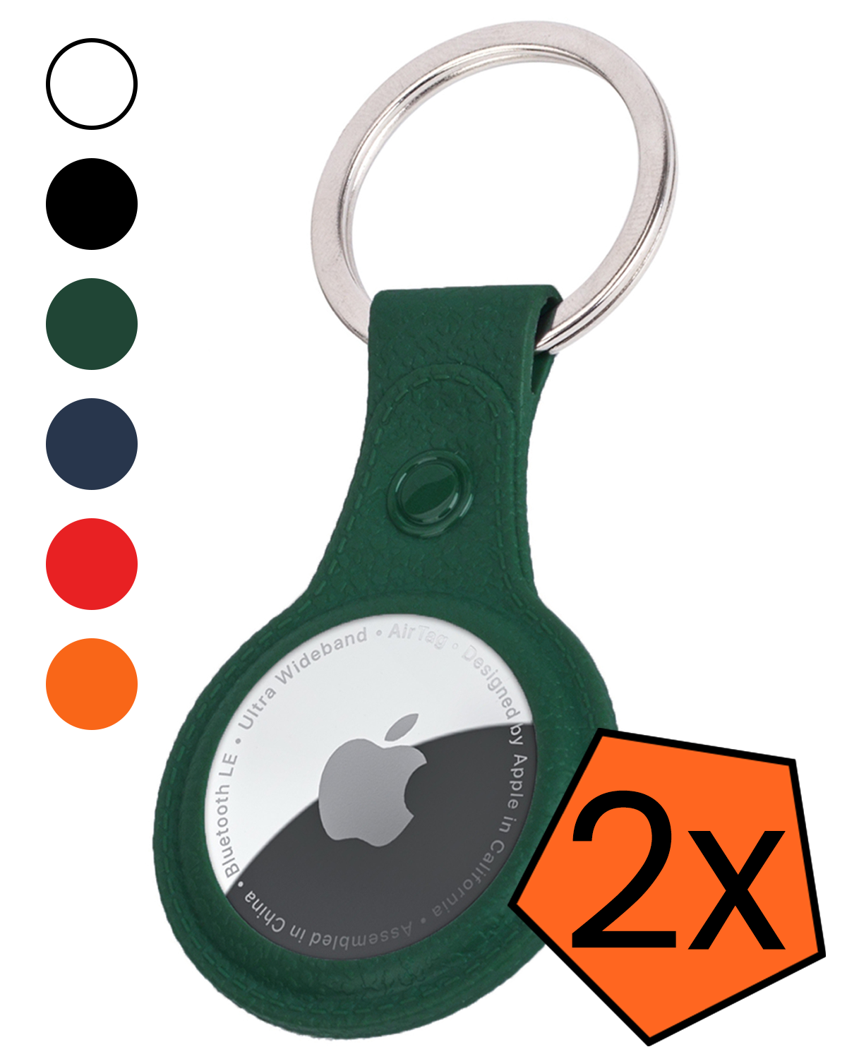 Nomfy Nomfy AirTag 2 Hoesje Leer - Donkergroen - 2 PACK