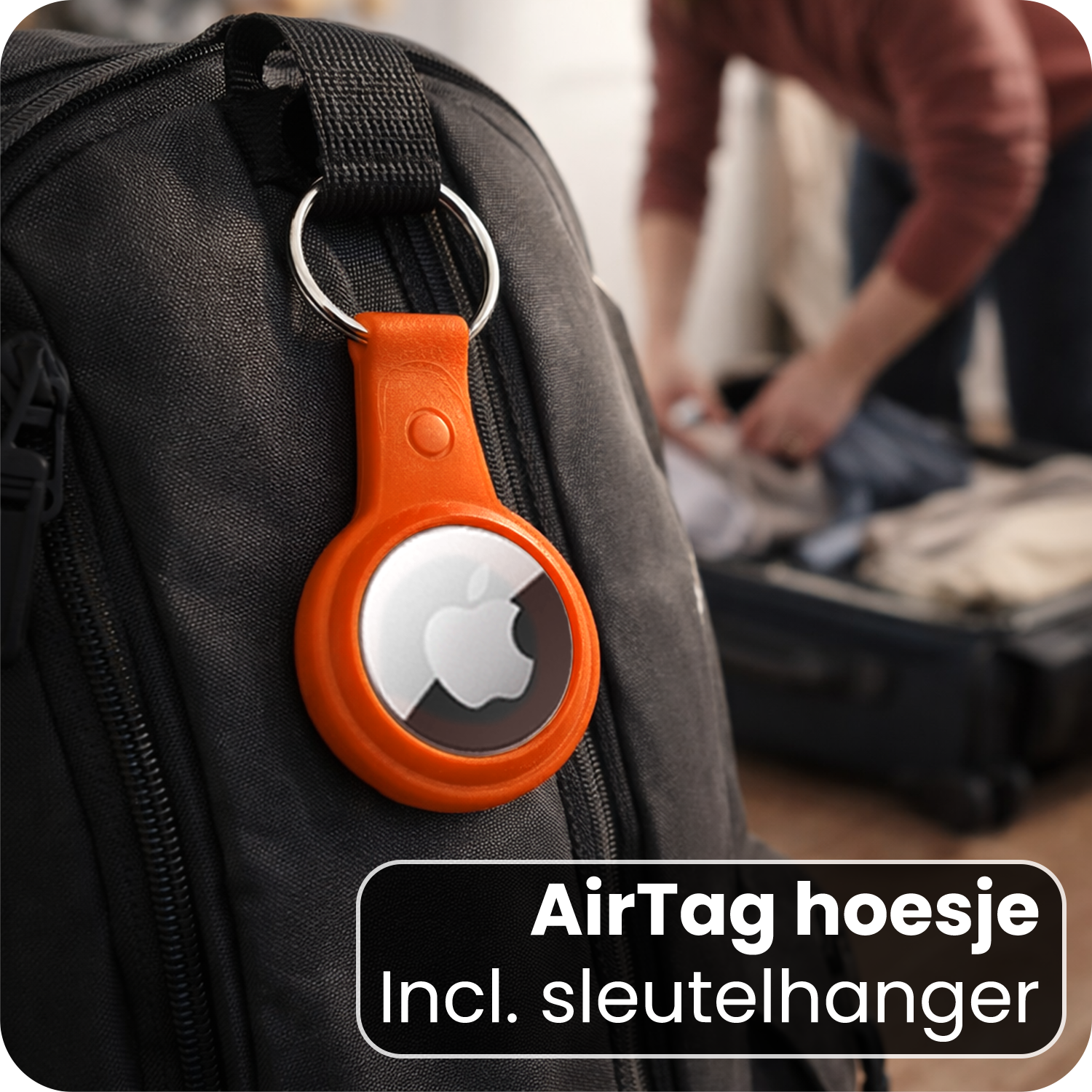 Nomfy Nomfy AirTag 2 Hoesje Leer - Oranje