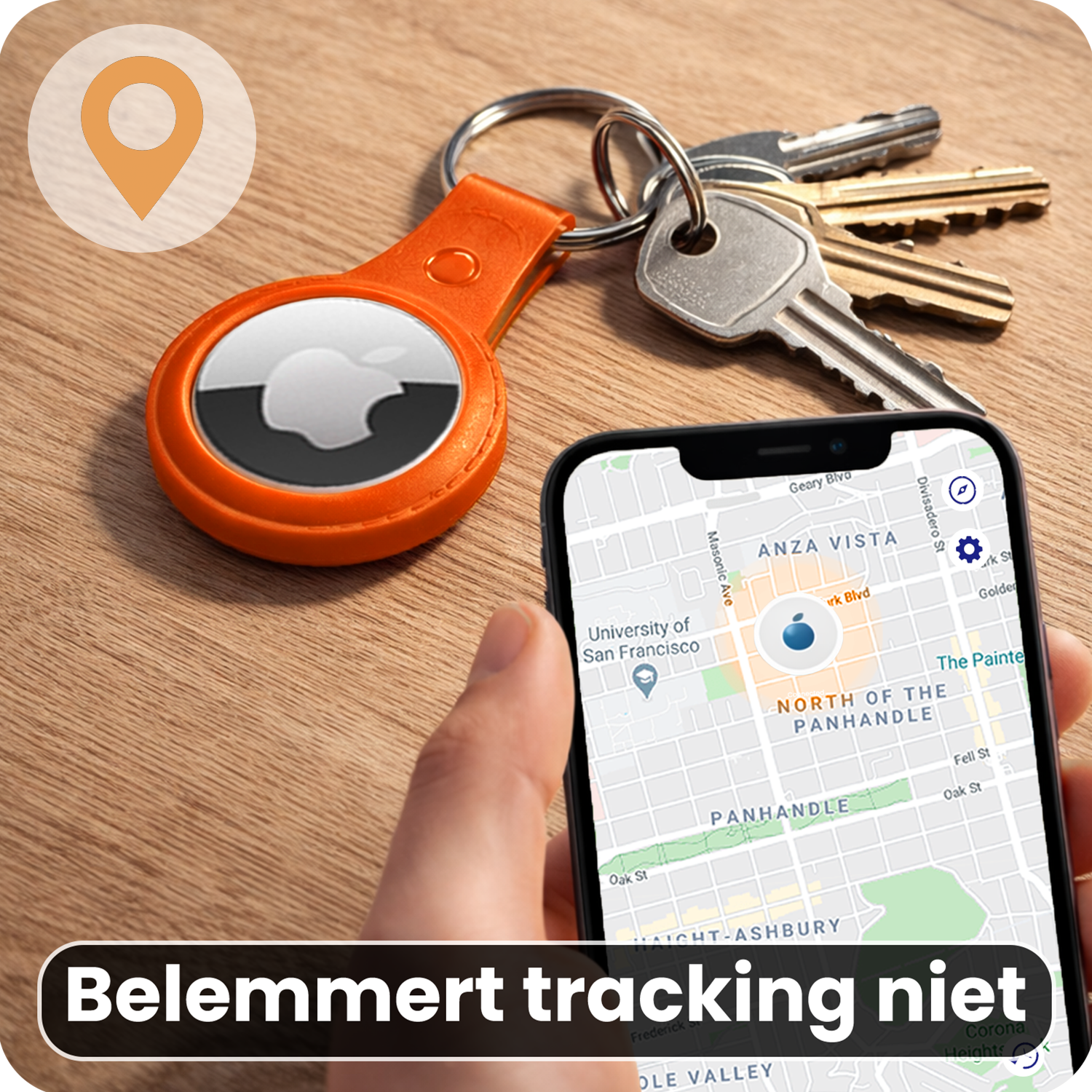 Nomfy Nomfy AirTag 2 Hoesje Leer - Oranje - 2 PACK