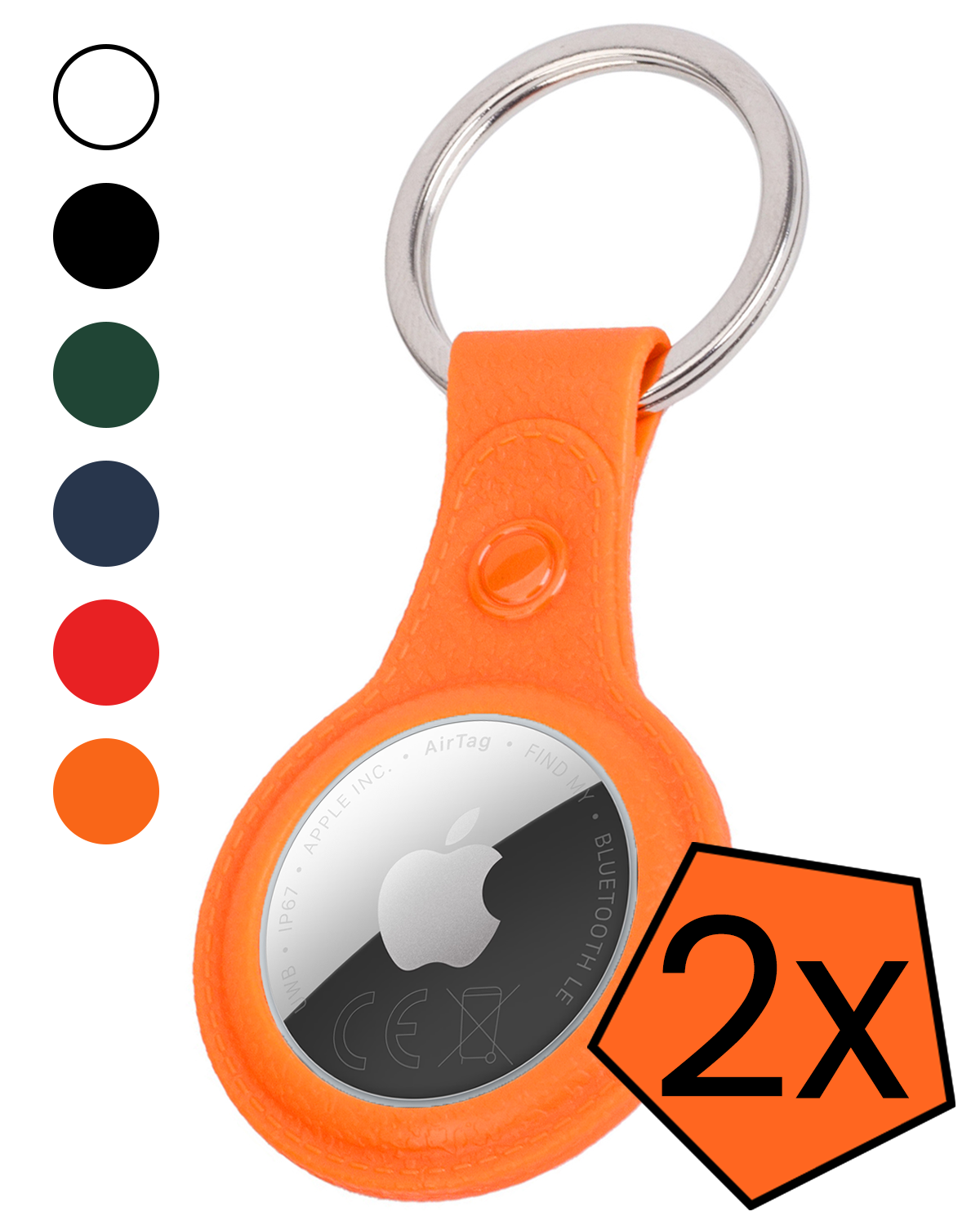 Nomfy Nomfy AirTag 2 Hoesje Leer - Oranje - 2 PACK
