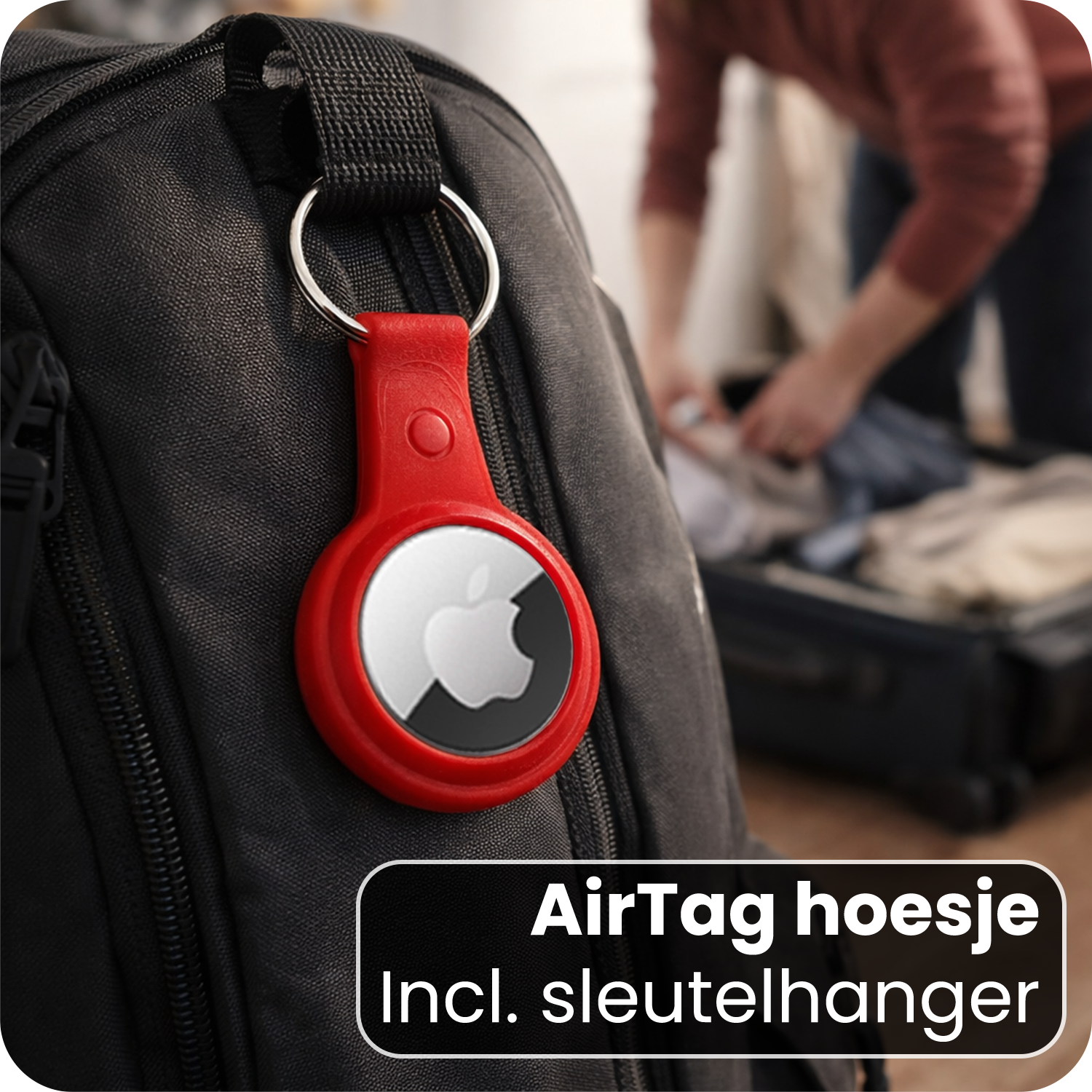 Nomfy Nomfy AirTag 2 Hoesje Leer - Rood
