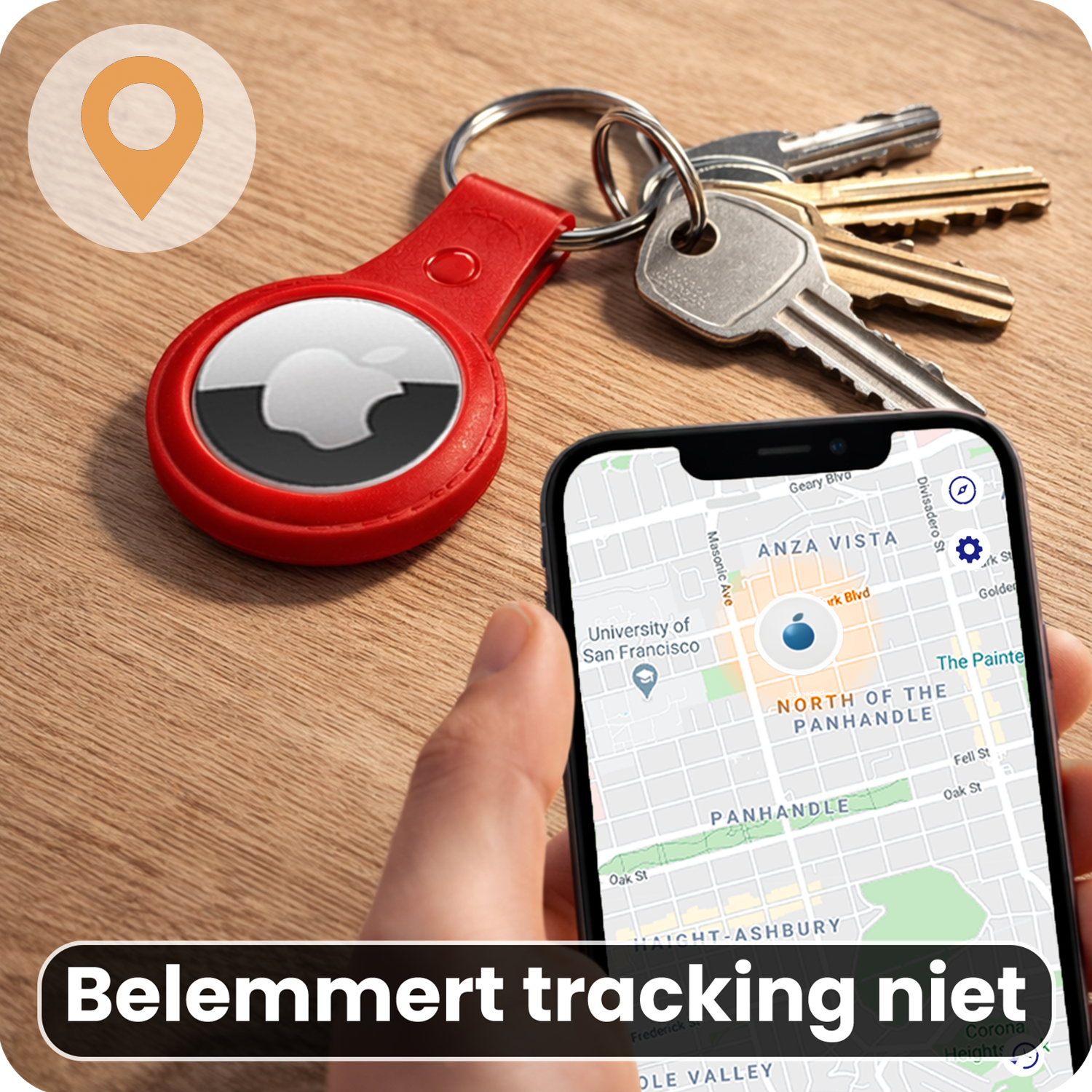 Nomfy Nomfy AirTag 2 Hoesje Leer - Rood