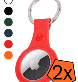 Nomfy Nomfy AirTag 2 Hoesje Leer - Rood - 2 PACK