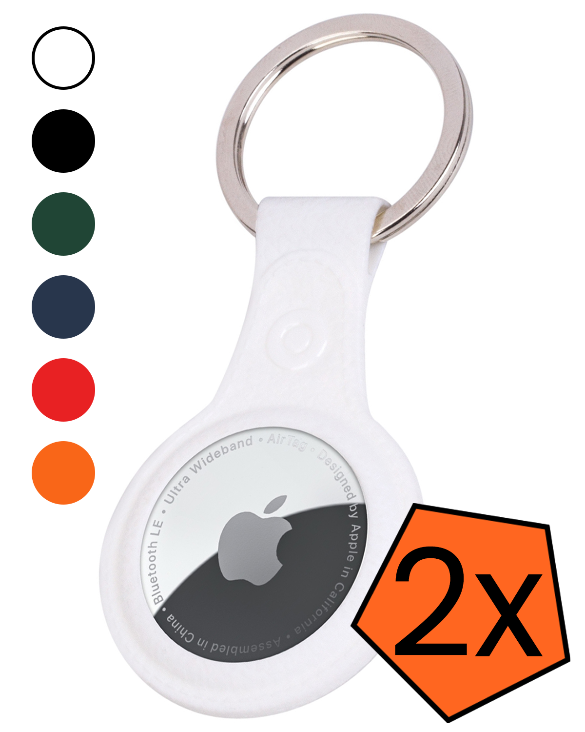 Nomfy Nomfy AirTag 2 Hoesje Leer - Wit - 2 PACK