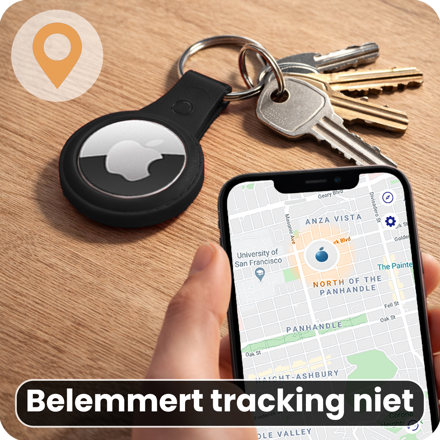 Nomfy Nomfy AirTag 2 Hoesje Leer - Zwart