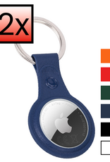 NoXx NoXx AirTag 2 Hoesje Leer - Donkerblauw - 2 PACK