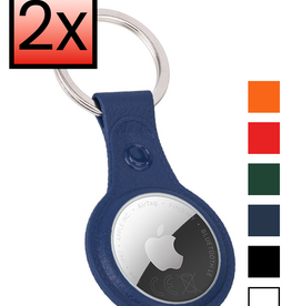 NoXx NoXx AirTag 2 Hoesje Leer - Donkerblauw - 2 PACK