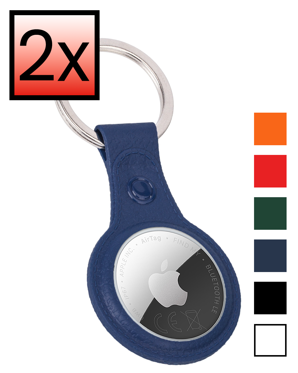 NoXx NoXx AirTag 2 Hoesje Leer - Donkerblauw - 2 PACK