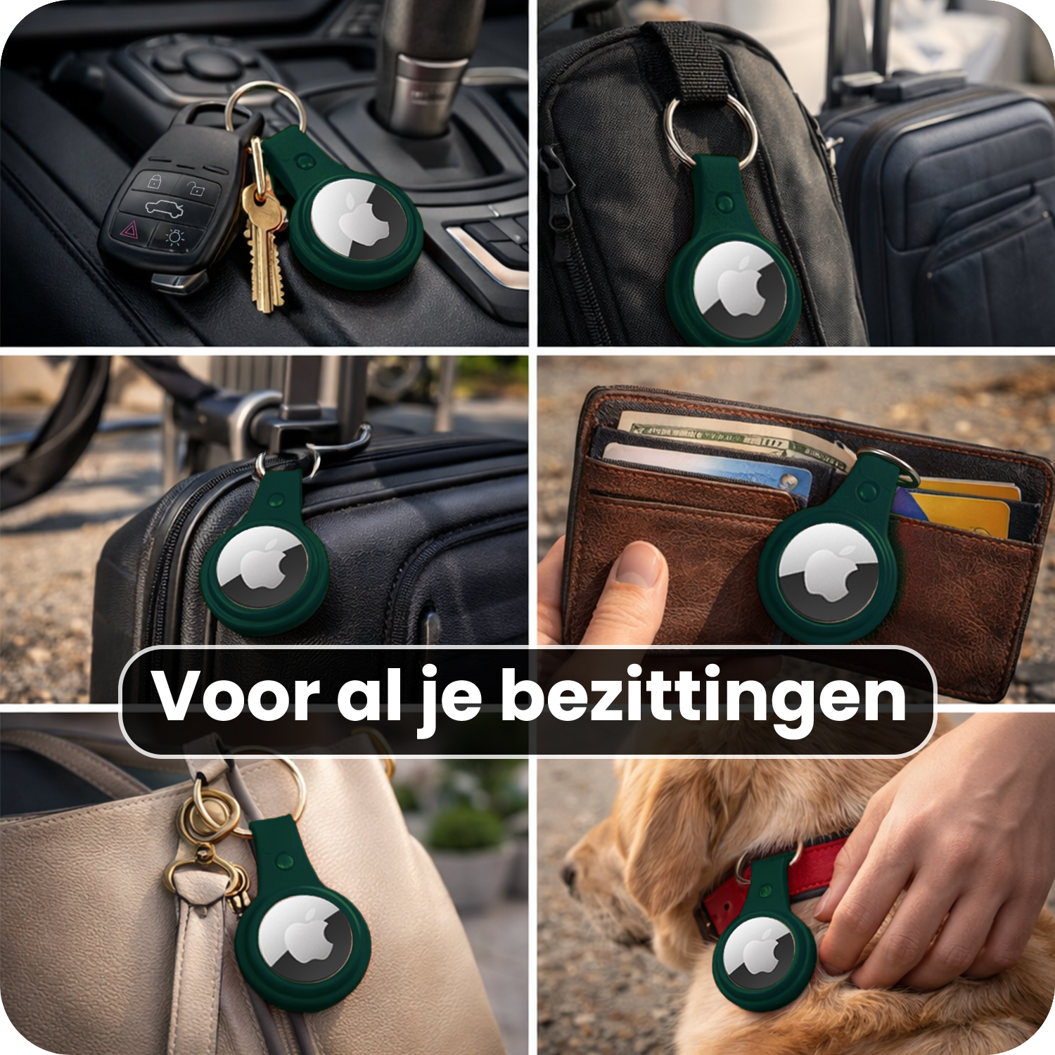 NoXx NoXx AirTag 2 Hoesje Leer - Donkergroen