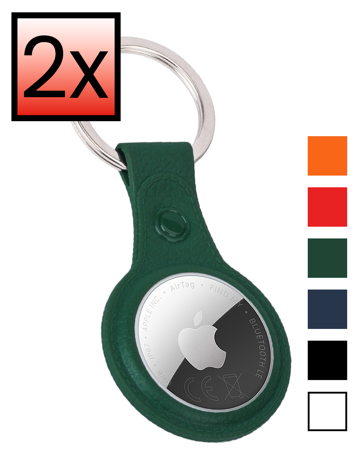 NoXx NoXx AirTag 2 Hoesje Leer - Donkergroen - 2 PACK