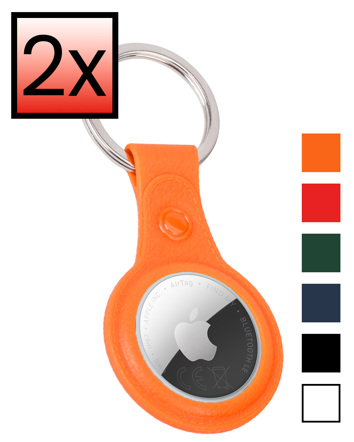 NoXx NoXx AirTag 2 Hoesje Leer - Oranje - 2 PACK