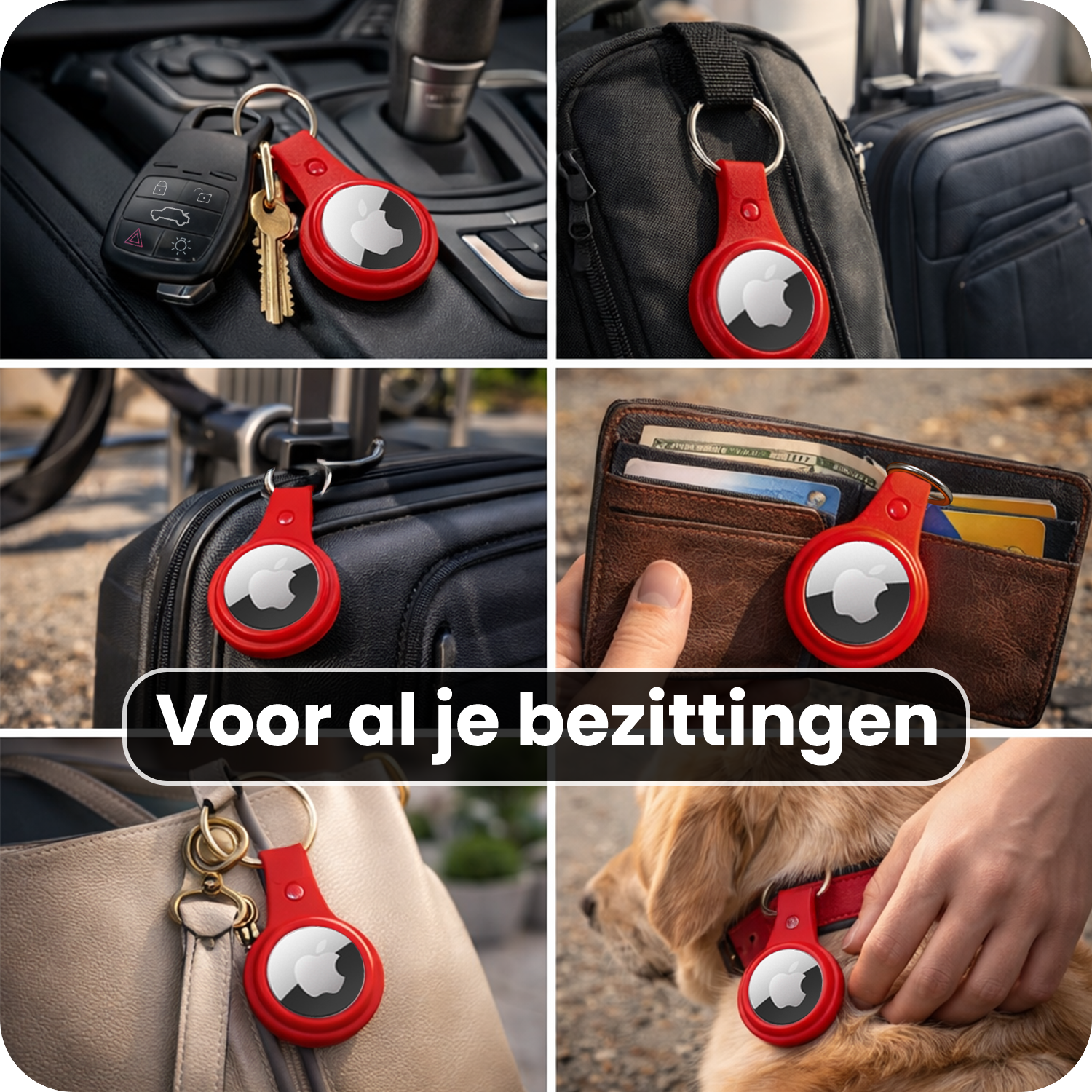 NoXx NoXx AirTag 2 Hoesje Leer - Rood