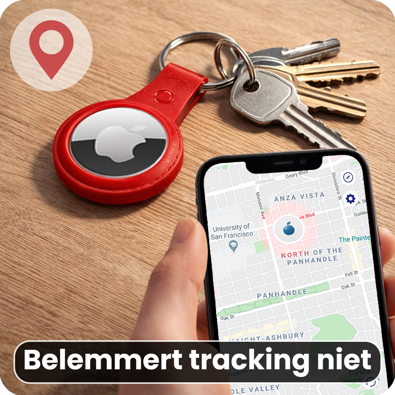 NoXx NoXx AirTag 2 Hoesje Leer - Rood