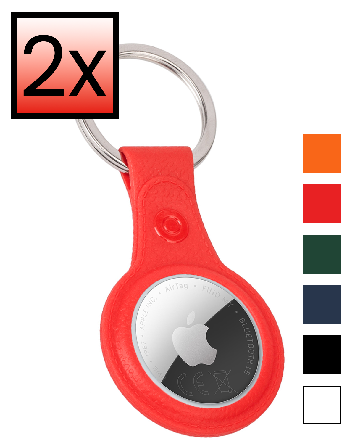 NoXx NoXx AirTag 2 Hoesje Leer - Rood - 2 PACK
