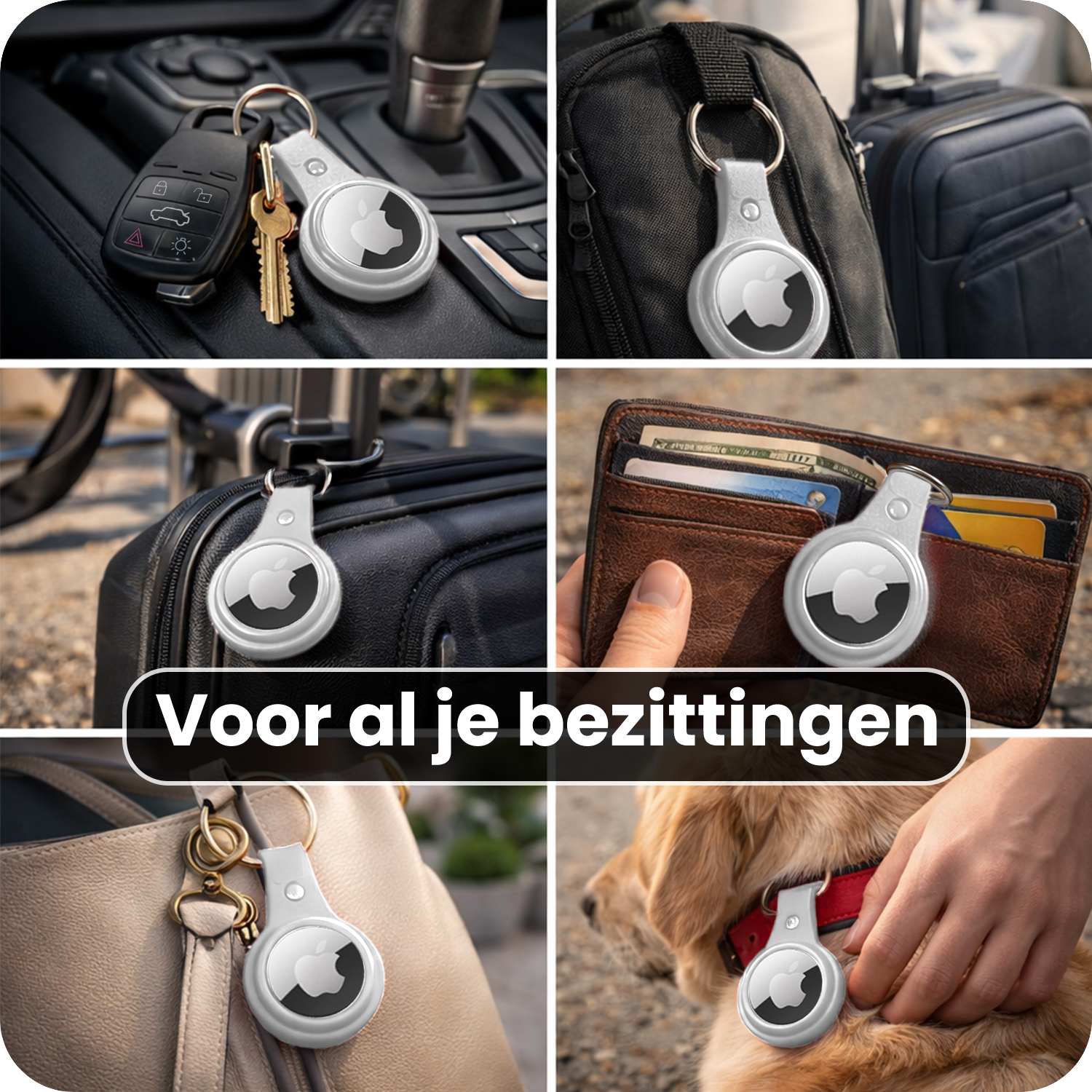 NoXx NoXx AirTag 2 Hoesje Leer - Wit