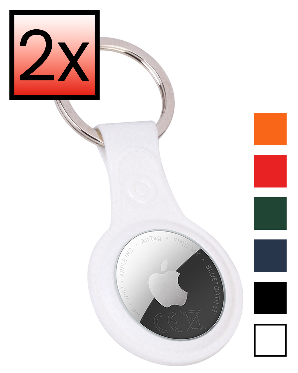 NoXx NoXx AirTag 2 Hoesje Leer - Wit - 2 PACK