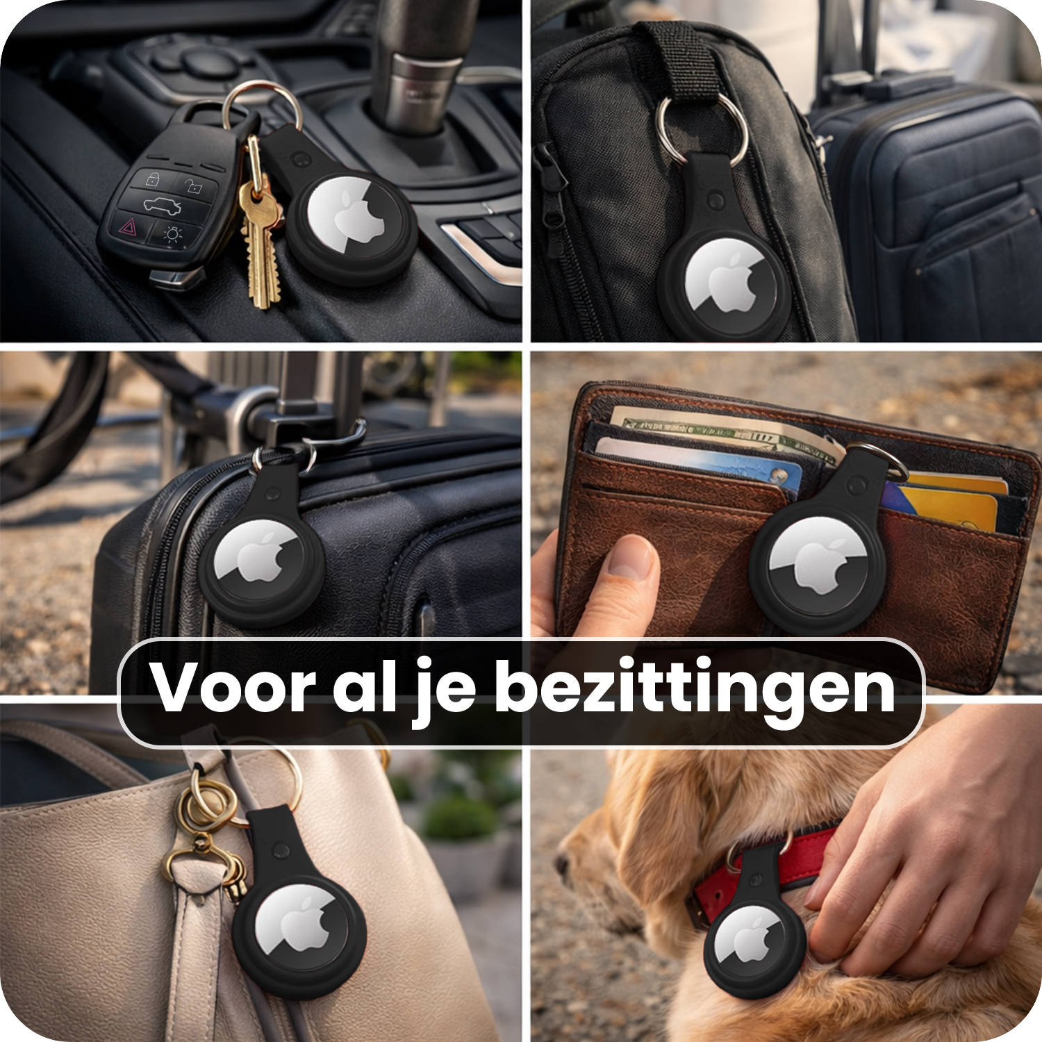 NoXx NoXx AirTag 2 Hoesje Leer - Zwart - 2 PACK