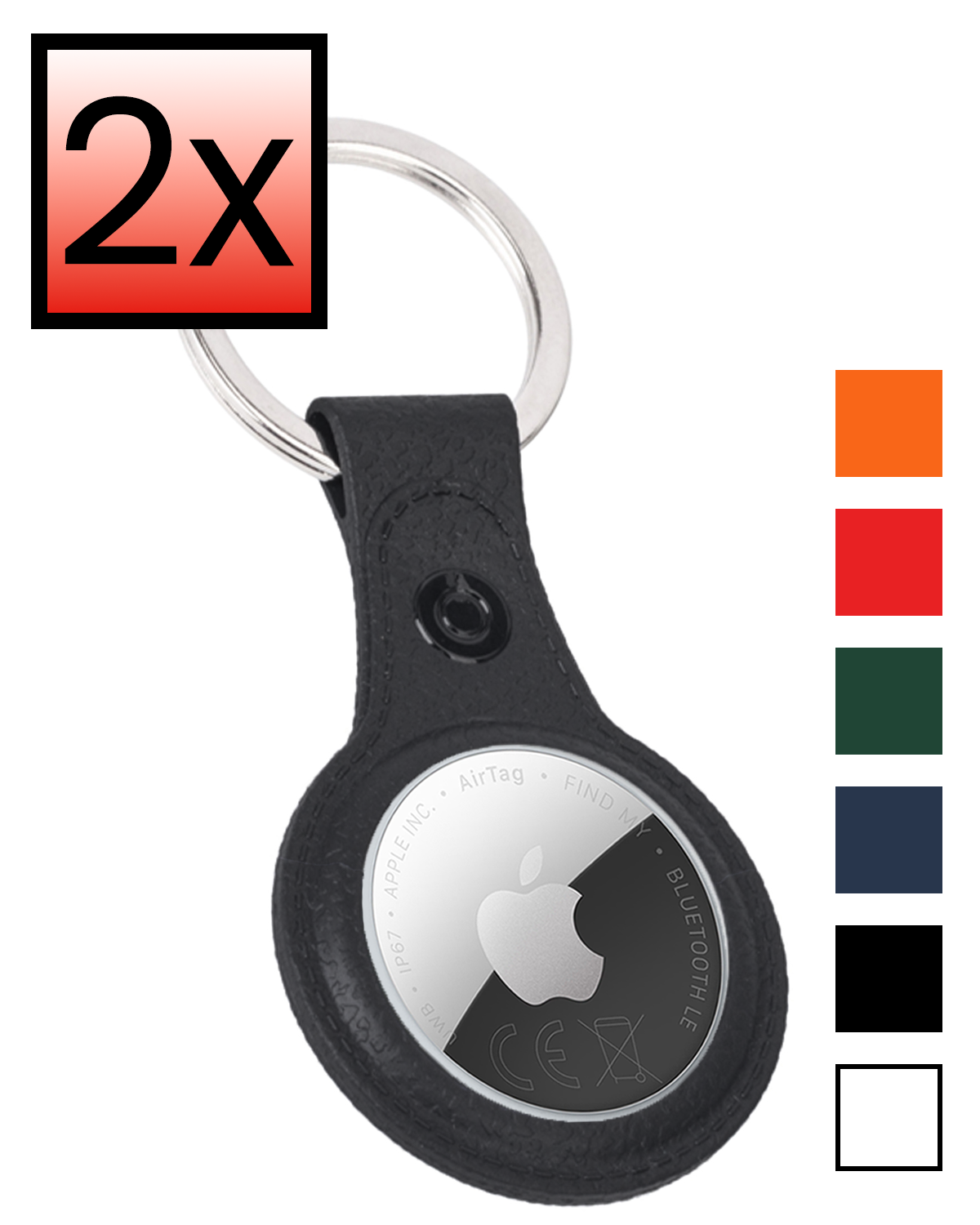 NoXx NoXx AirTag 2 Hoesje Leer - Zwart - 2 PACK