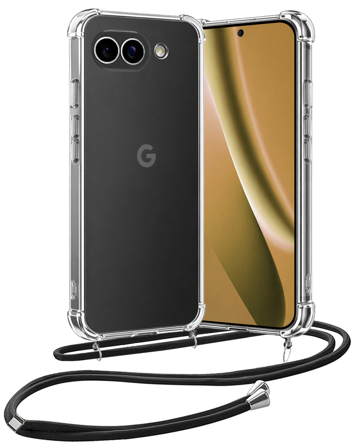 Nomfy Nomfy Google Pixel 10a Hoesje Transparant Shockproof Met Zwart Koord