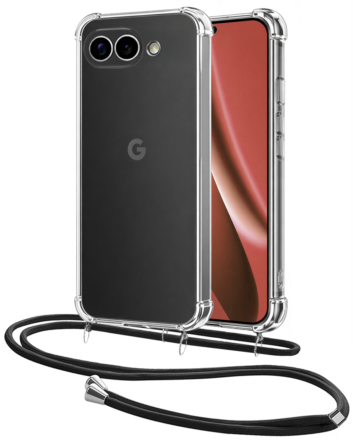 NoXx NoXx Google Pixel 10a Hoesje Transparant Shockproof Met Zwart Koord