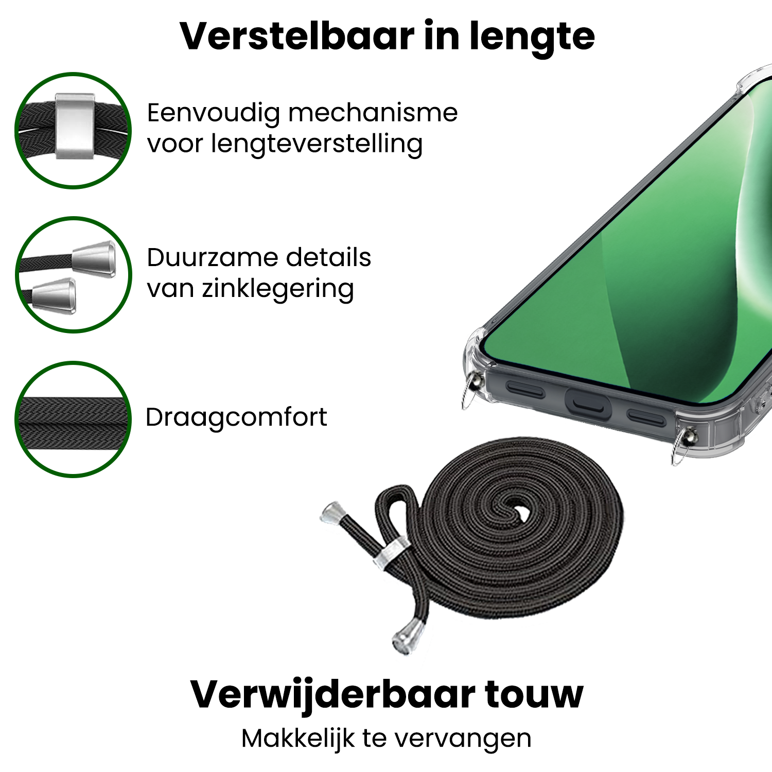 BASEY. BASEY. Google Pixel 10a Hoesje Transparant Shockproof Met Zwart Koord