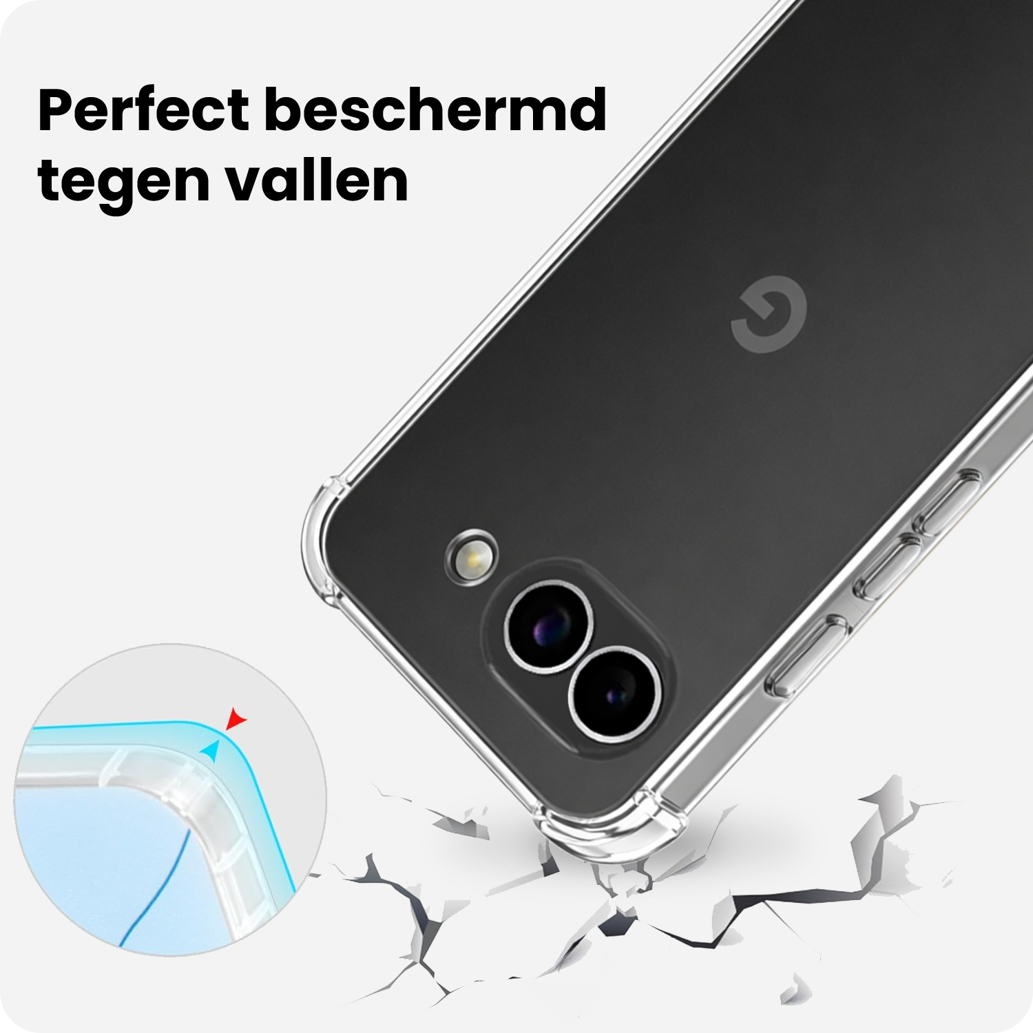 BASEY. BASEY. Google Pixel 10a Hoesje Transparant Shockproof Met Zwart Koord