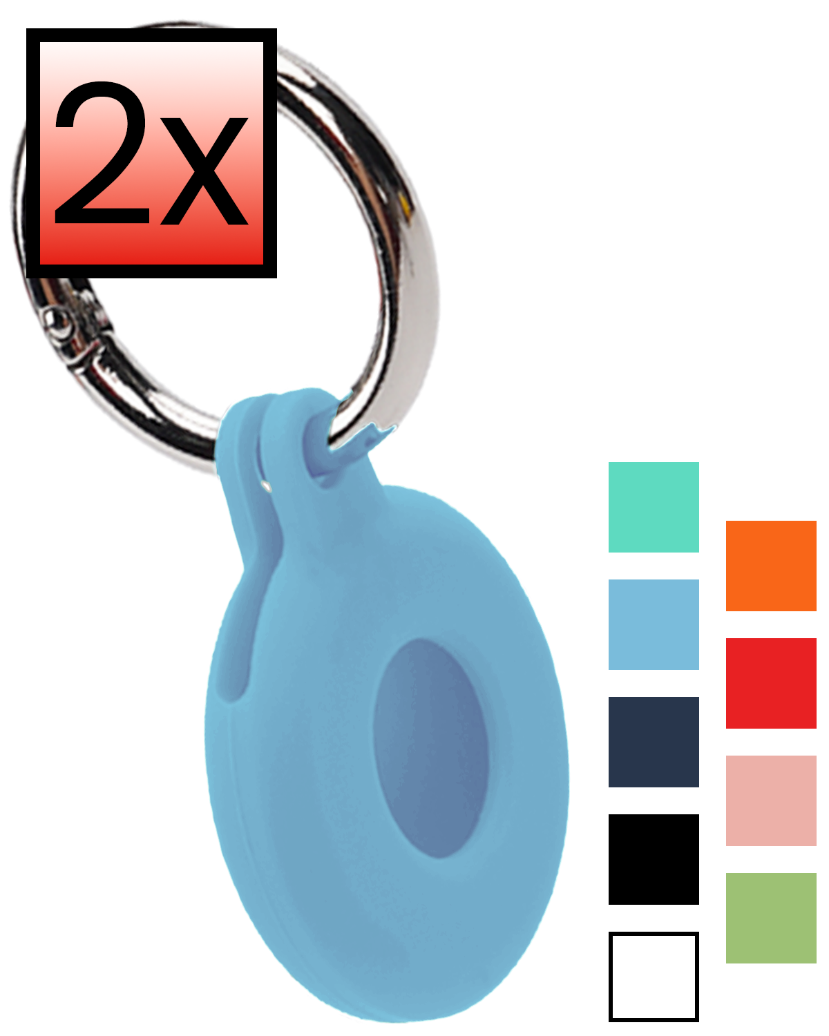 NoXx NoXx AirTag 2 Hoesje Siliconen - Lichtblauw - 2 PACK