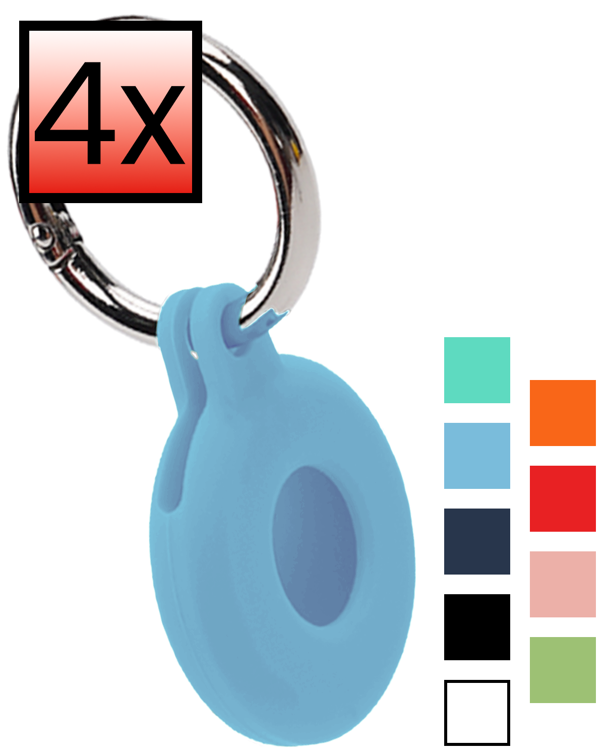 NoXx NoXx AirTag 2 Hoesje Siliconen - Lichtblauw - 4 PACK