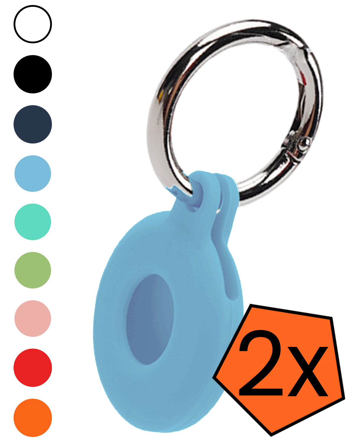 Nomfy Nomfy AirTag 2 Hoesje Siliconen - Lichtblauw - 2 PACK