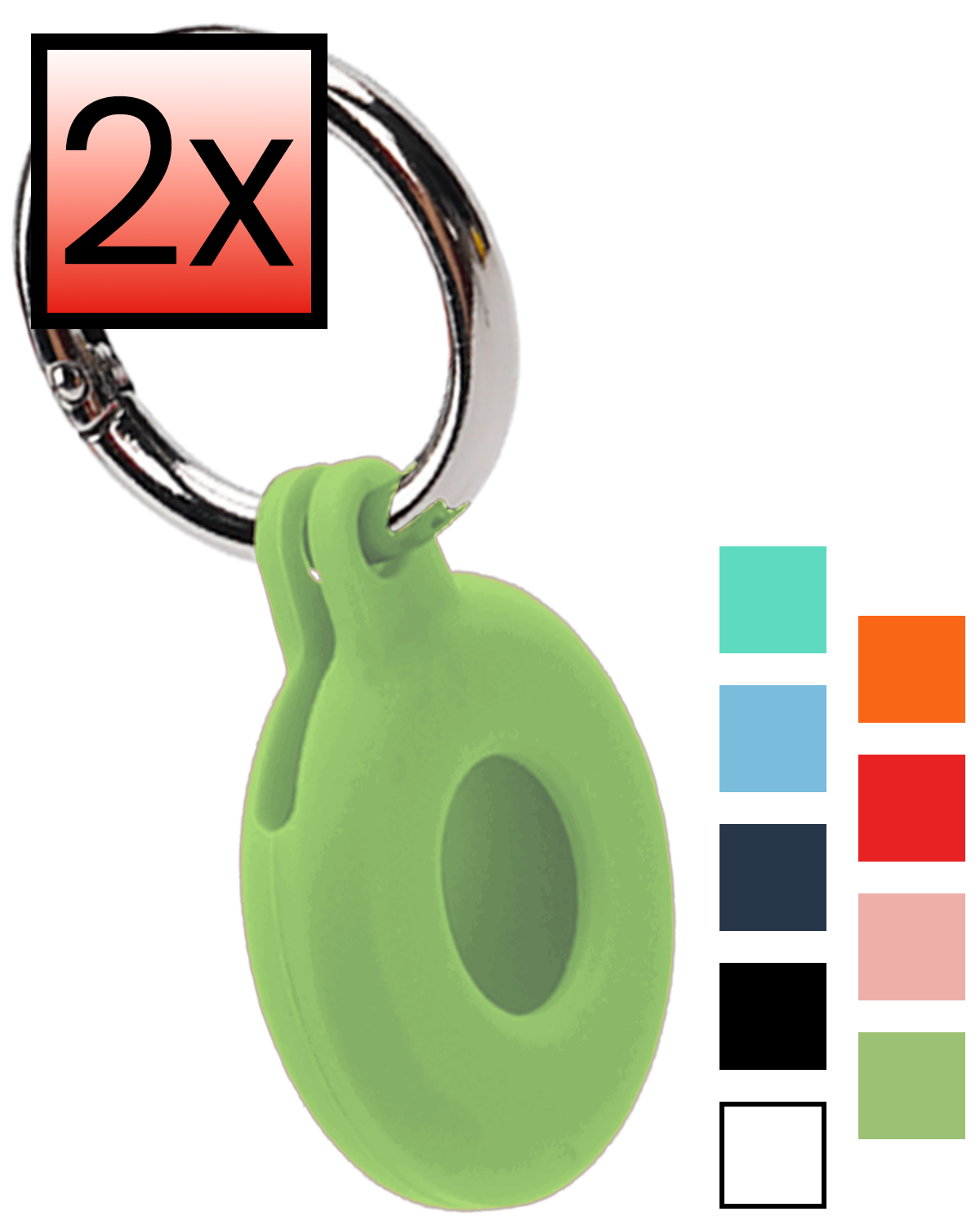 NoXx NoXx AirTag 2 Hoesje Siliconen - Lichtgroen - 2 PACK