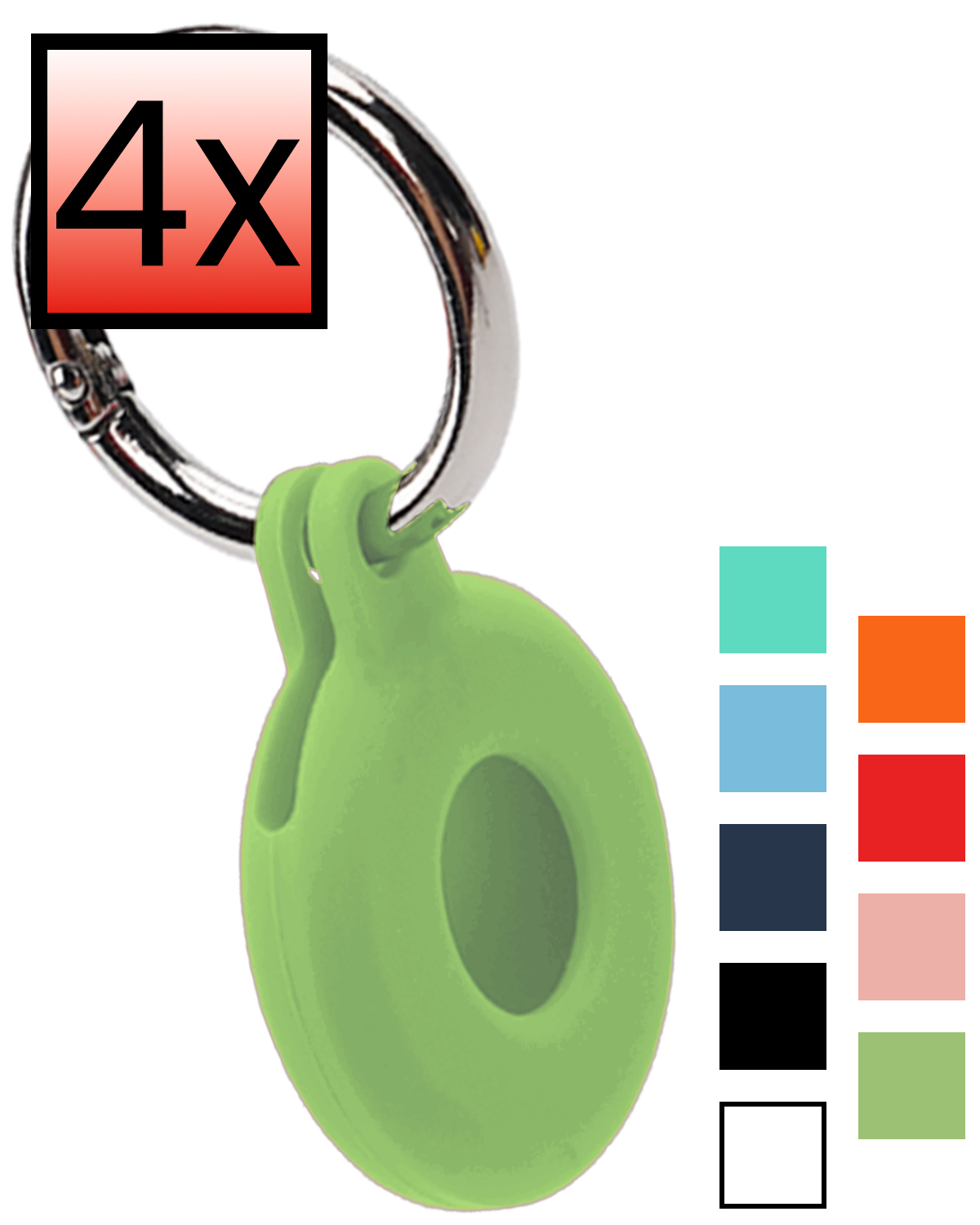 NoXx NoXx AirTag 2 Hoesje Siliconen - Lichtgroen - 4 PACK