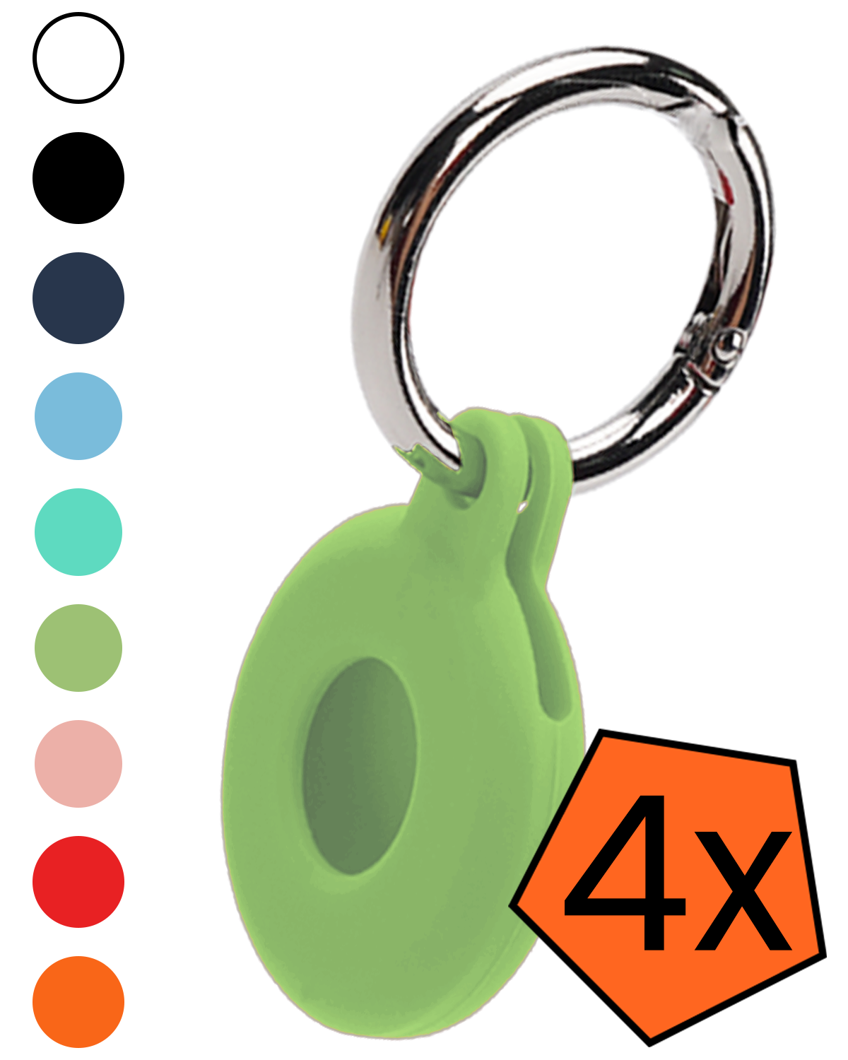 Nomfy Nomfy AirTag 2 Hoesje Siliconen - Lichtgroen - 4 PACK