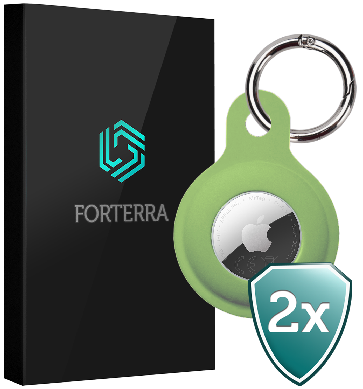 Forterra Forterra AirTag 2 Hoesje Siliconen - Lichtgroen - 2 PACK