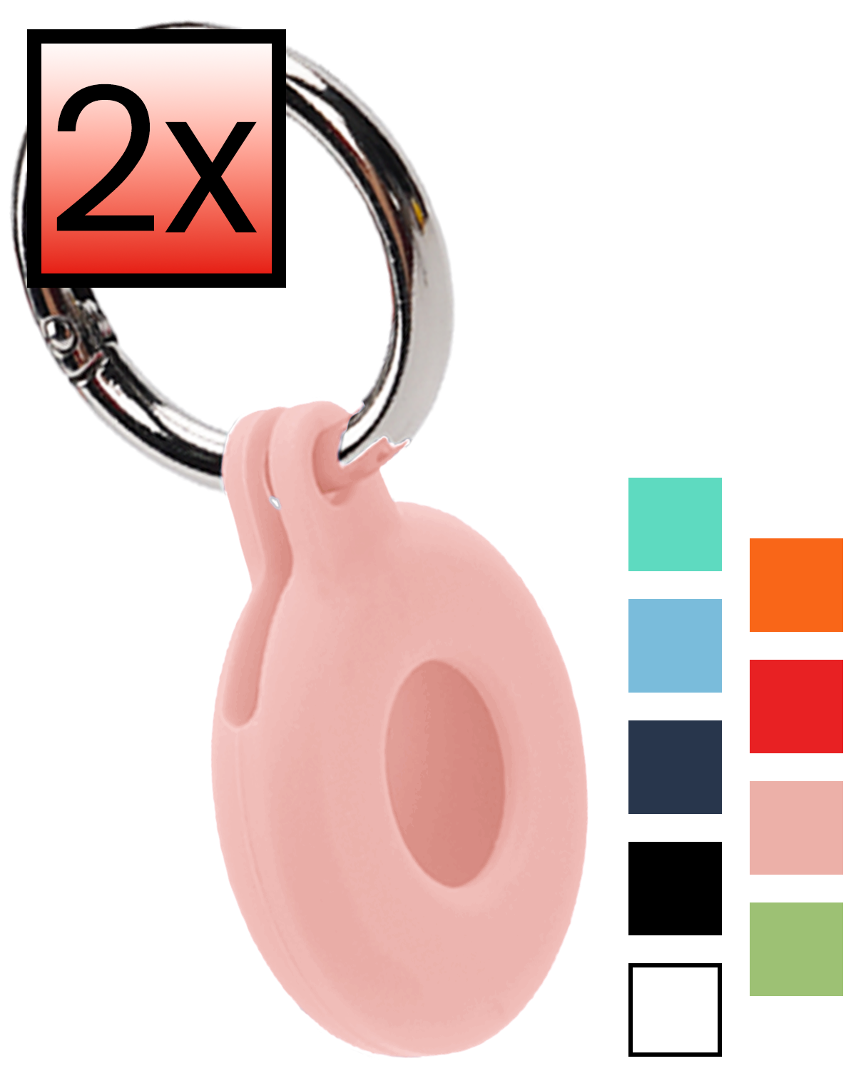 NoXx NoXx AirTag 2 Hoesje Siliconen - Lichtroze - 2 PACK