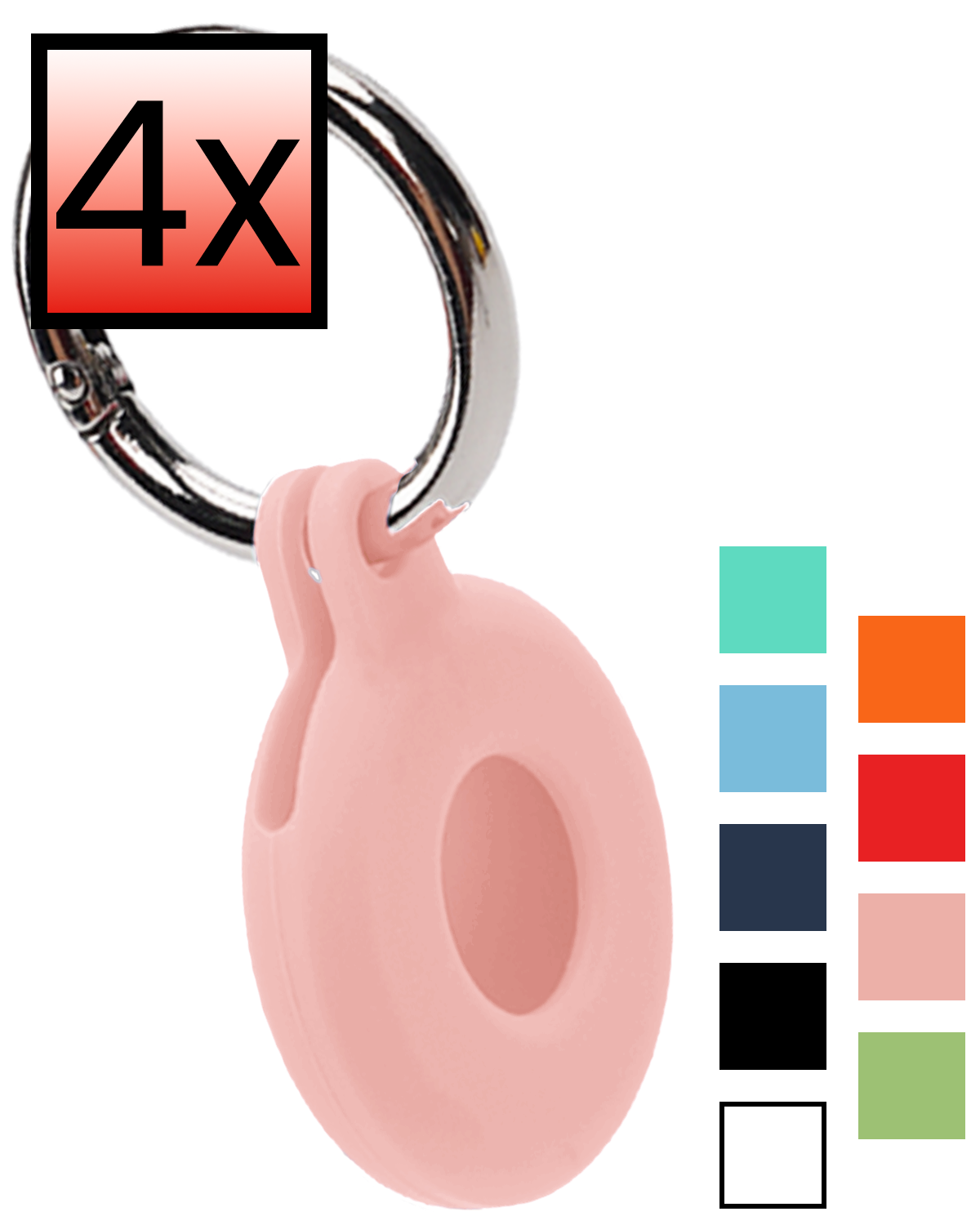 NoXx NoXx AirTag 2 Hoesje Siliconen - Lichtroze - 4 PACK