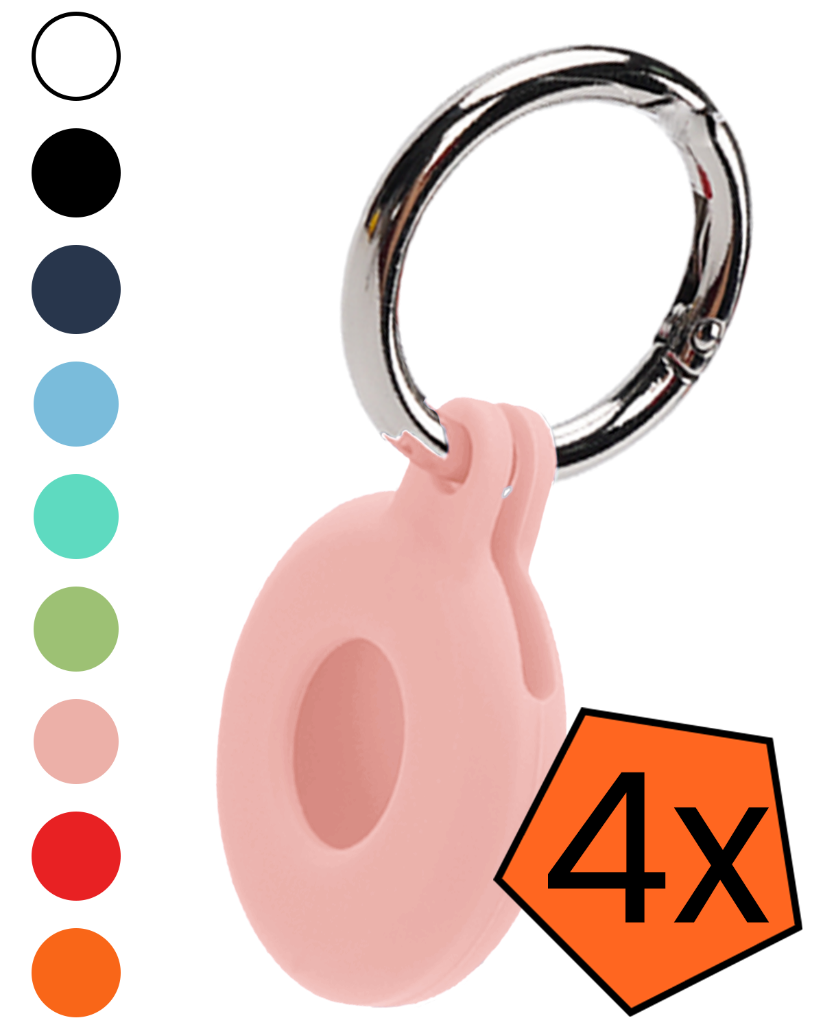 Nomfy Nomfy AirTag 2 Hoesje Siliconen - Lichtroze - 4 PACK