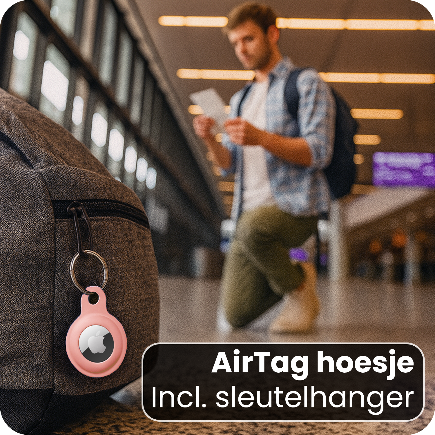 Nomfy Nomfy AirTag 2 Hoesje Siliconen - Lichtroze - 4 PACK