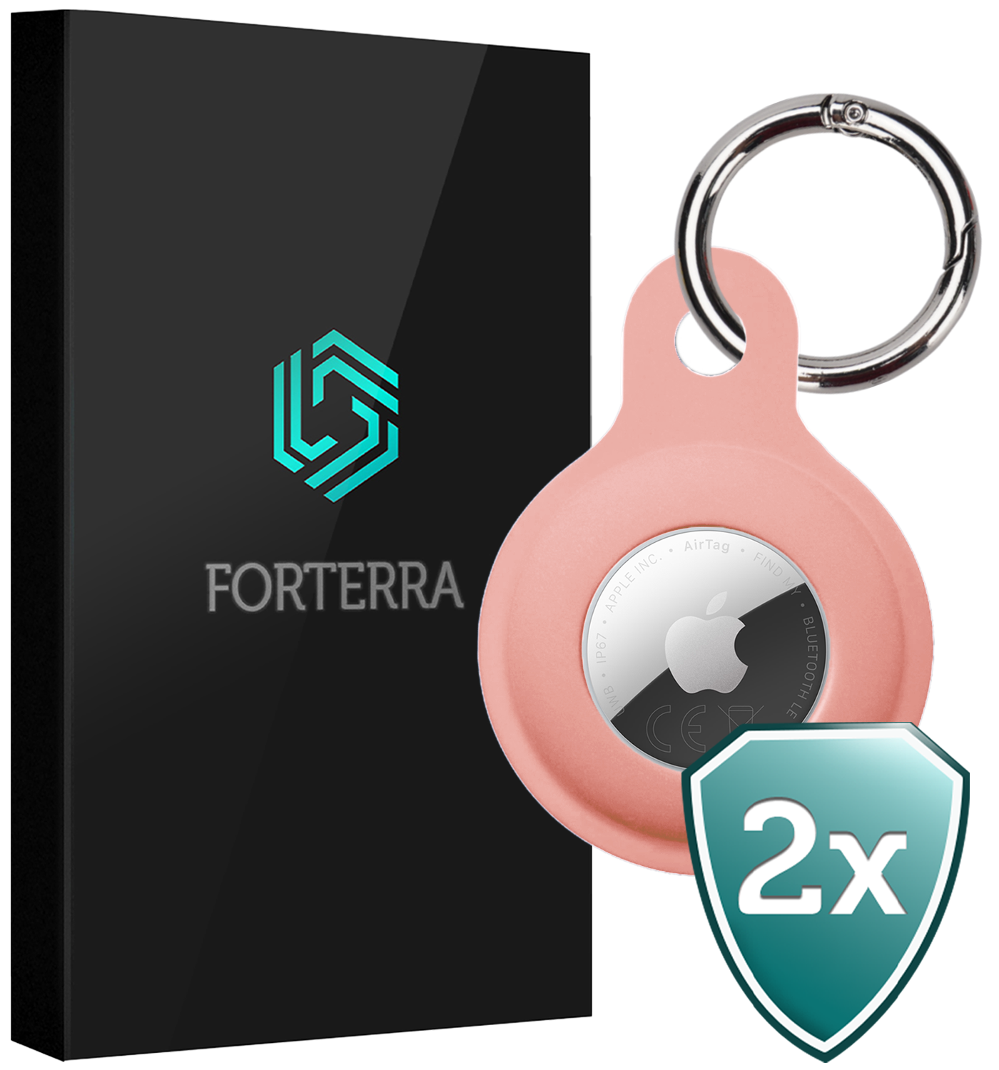 Forterra Forterra AirTag 2 Hoesje Siliconen - Lichtroze - 2 PACK
