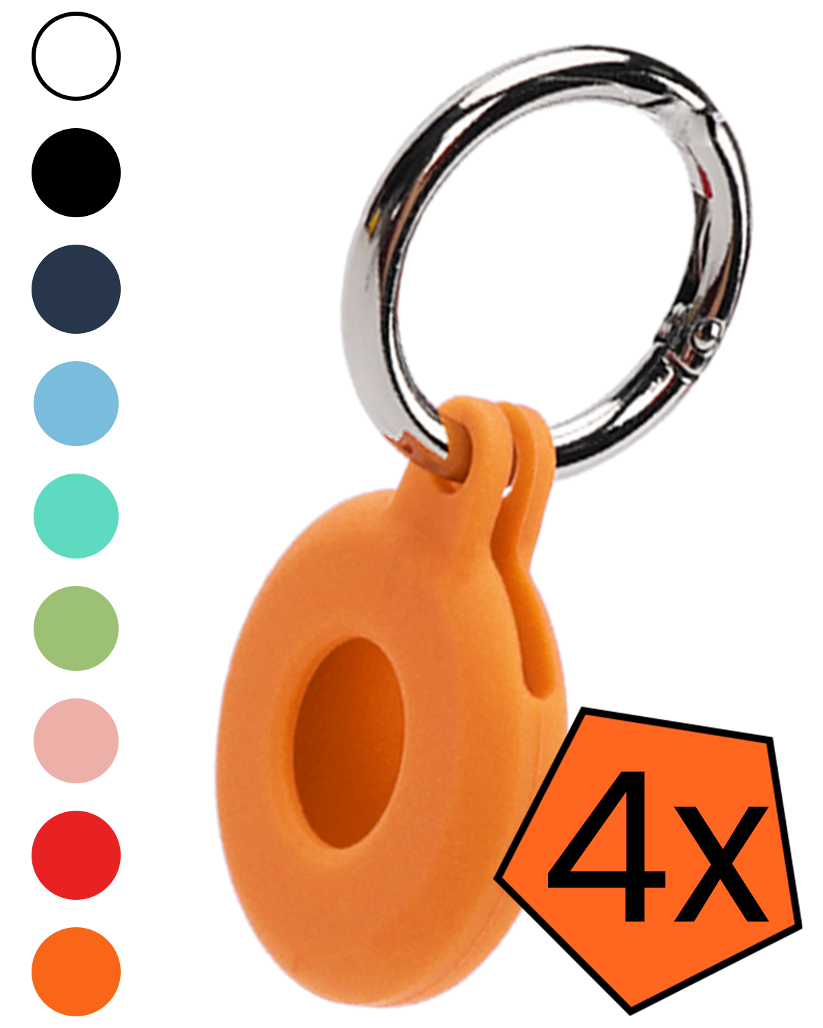 Nomfy Nomfy AirTag 2 Hoesje Siliconen - Oranje - 4 PACK
