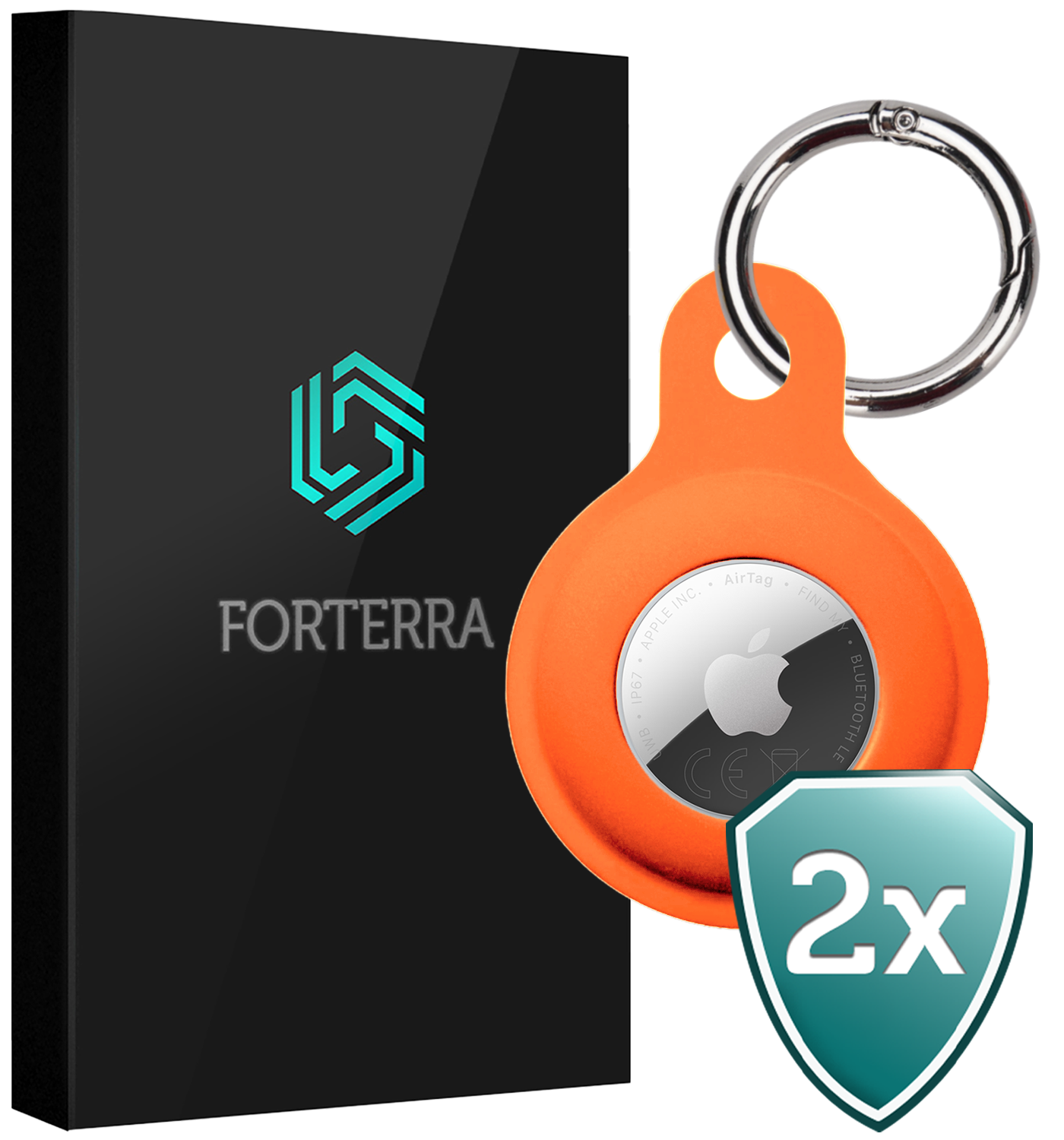 Forterra Forterra AirTag 2 Hoesje Siliconen - Oranje - 2 PACK