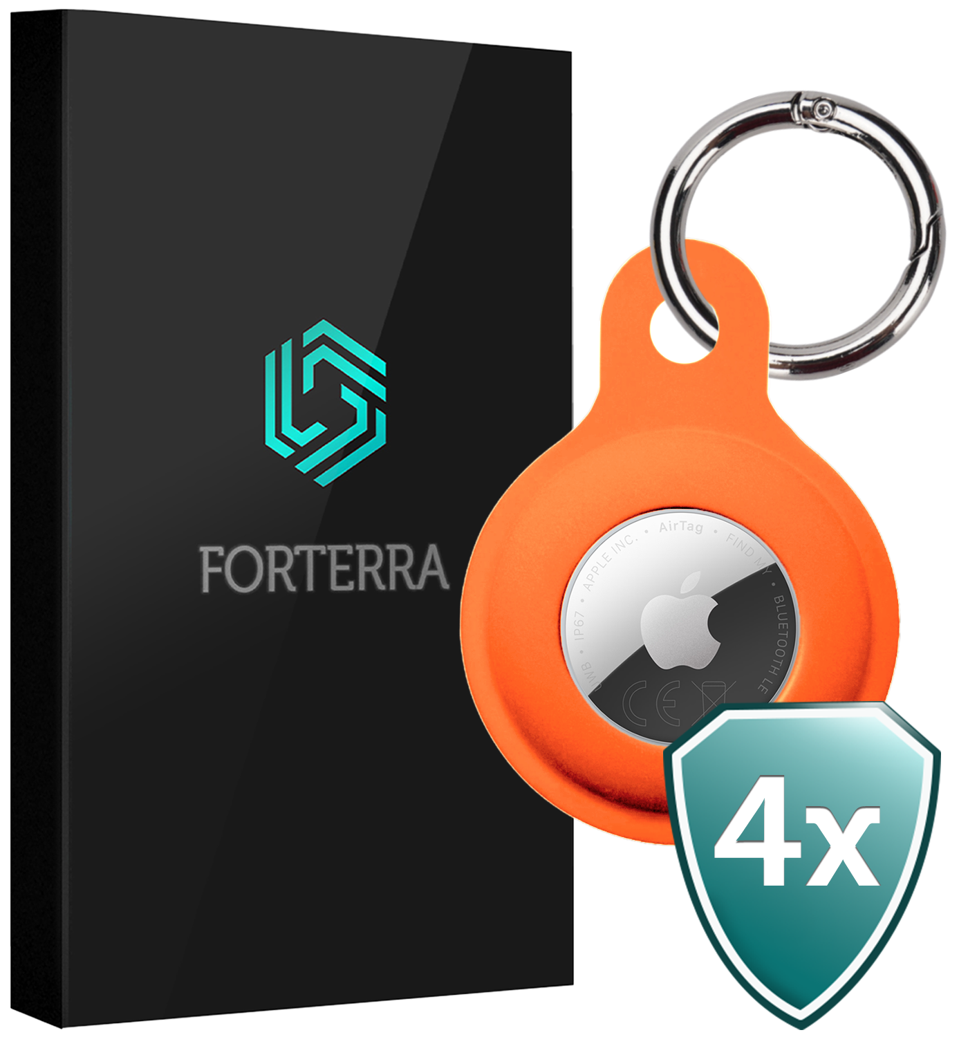 Forterra Forterra AirTag 2 Hoesje Siliconen - Oranje - 4 PACK