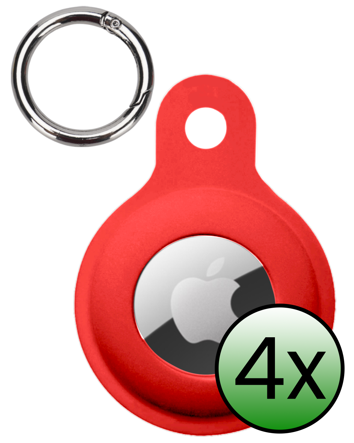 BASEY. BASEY. AirTag 2 Hoesje Siliconen - Rood - 4 PACK