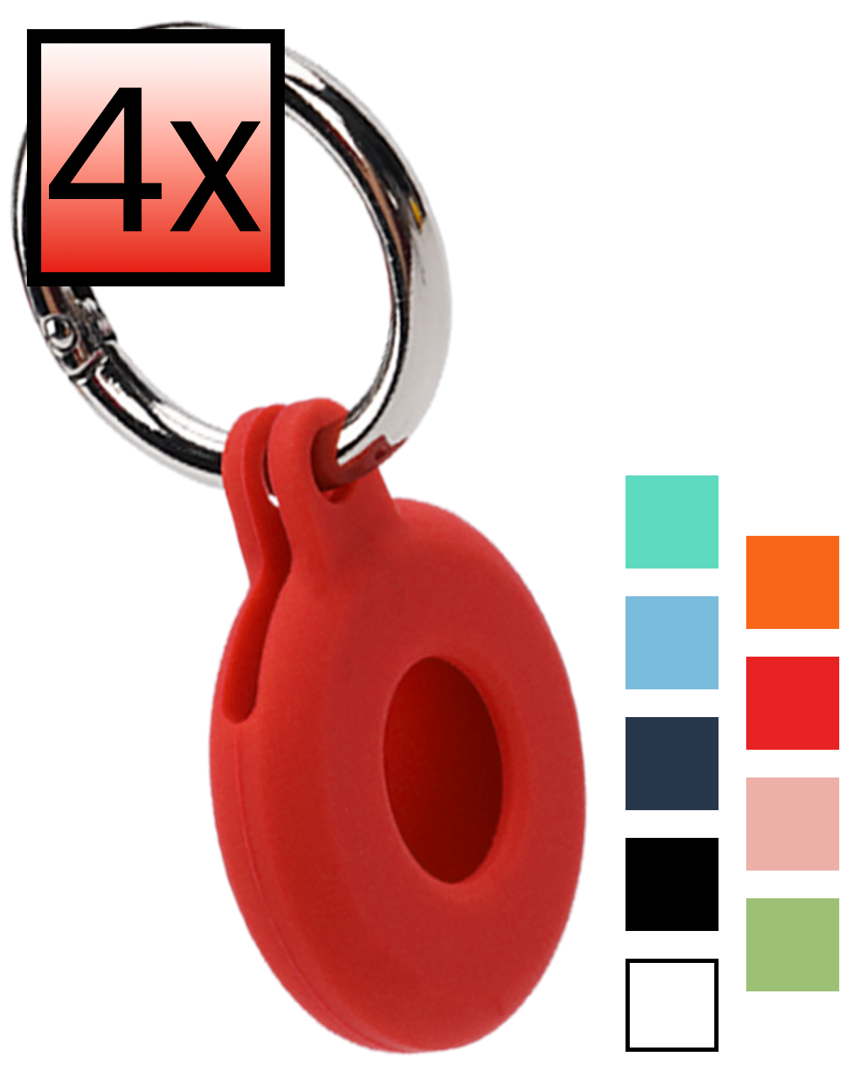 NoXx NoXx AirTag 2 Hoesje Siliconen - Rood - 4 PACK