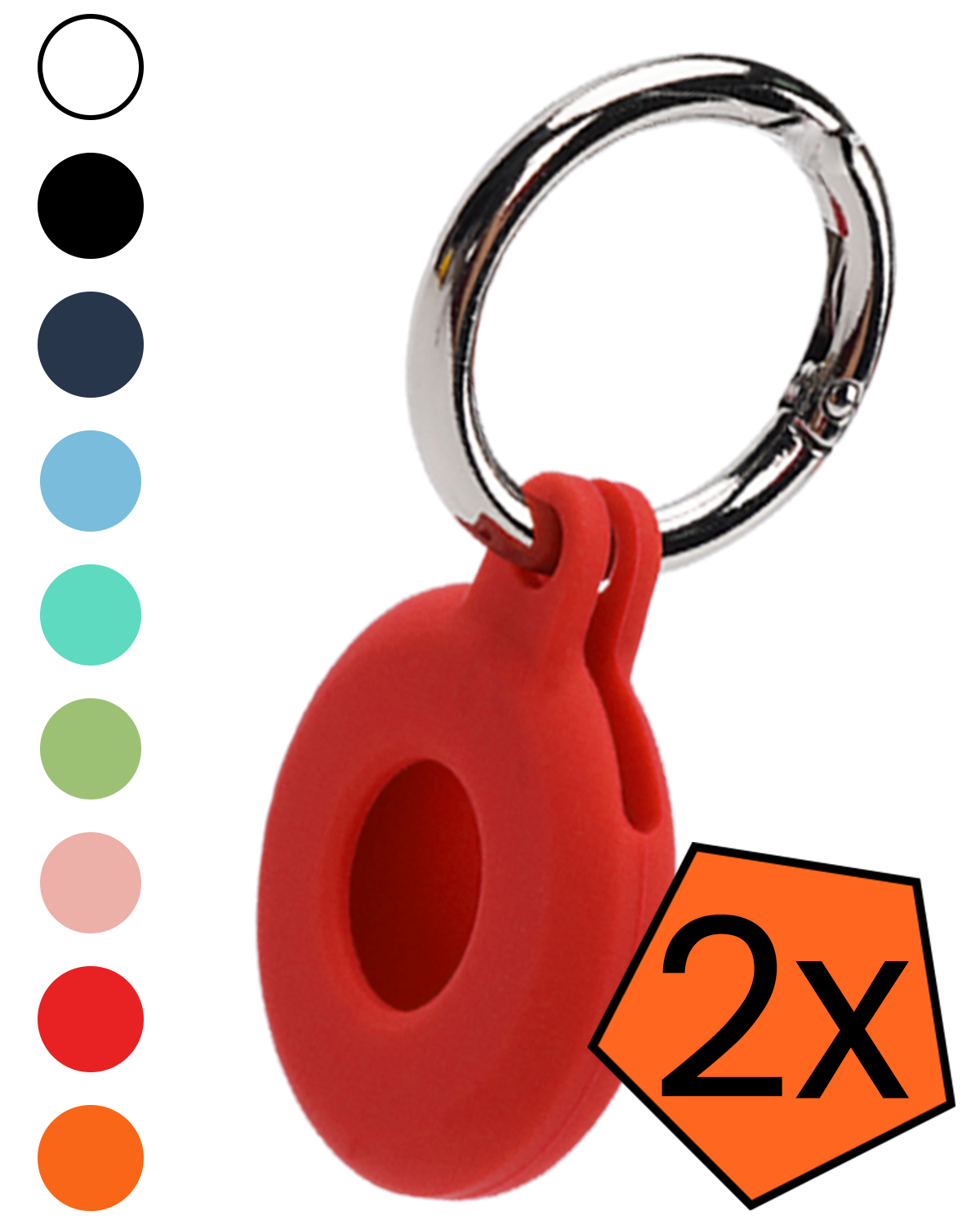 Nomfy Nomfy AirTag 2 Hoesje Siliconen - Rood - 2 PACK