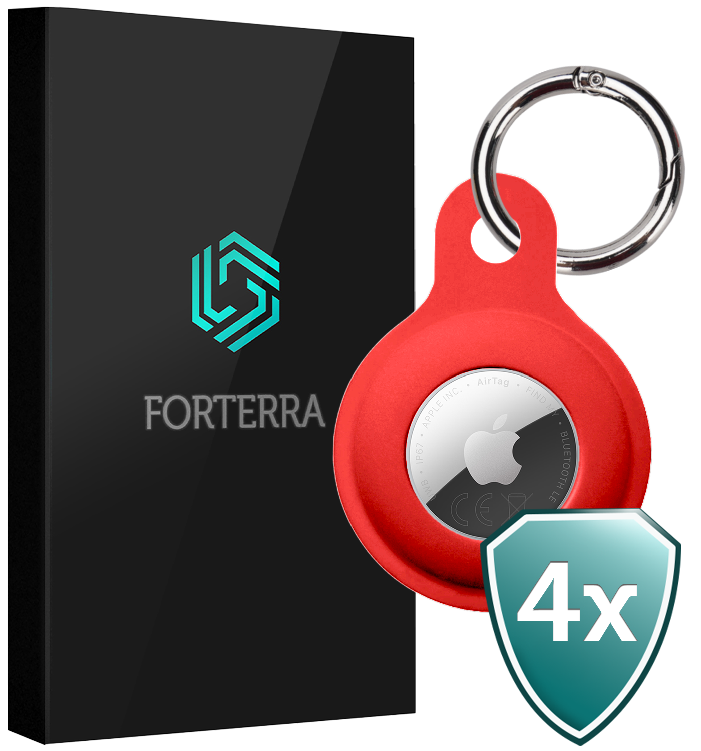 Forterra Forterra AirTag 2 Hoesje Siliconen - Rood - 4 PACK