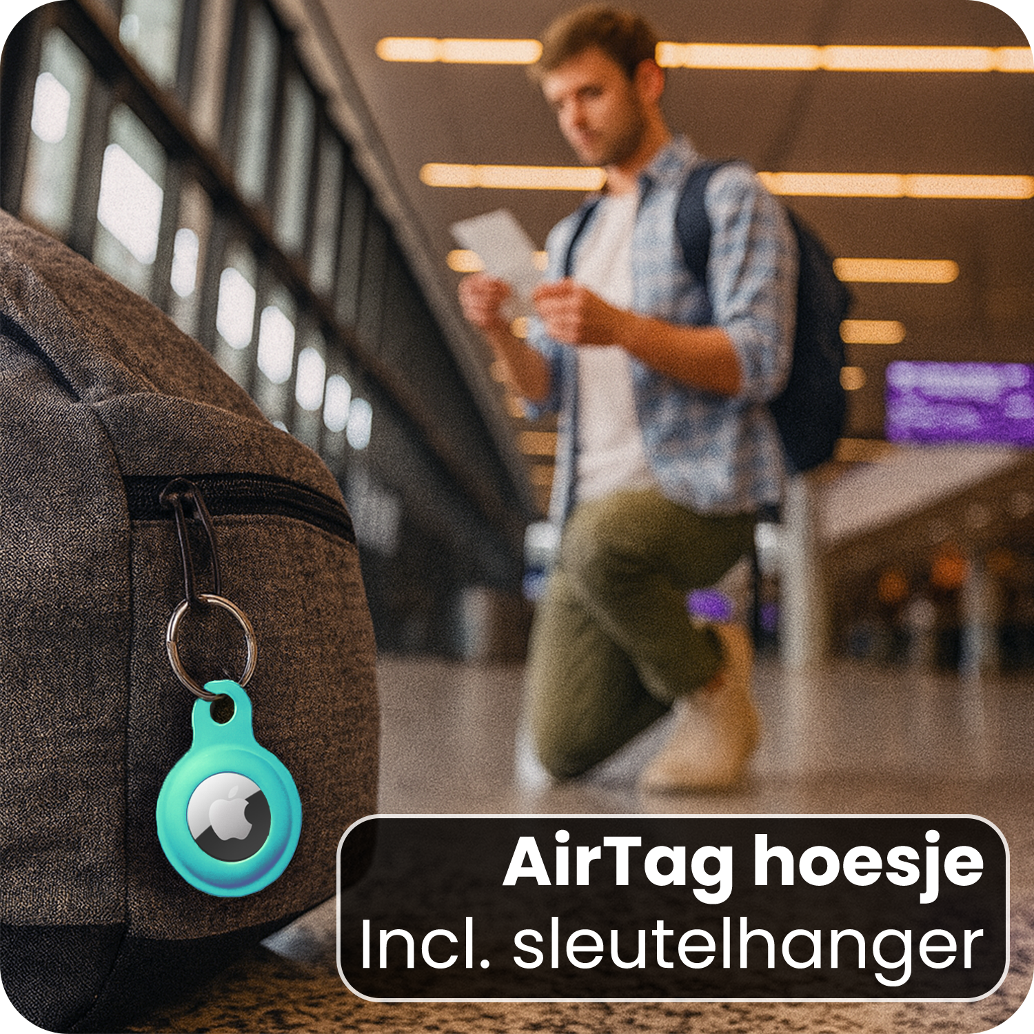 BASEY. BASEY. AirTag 2 Hoesje Siliconen - Turquoise - 2 PACK