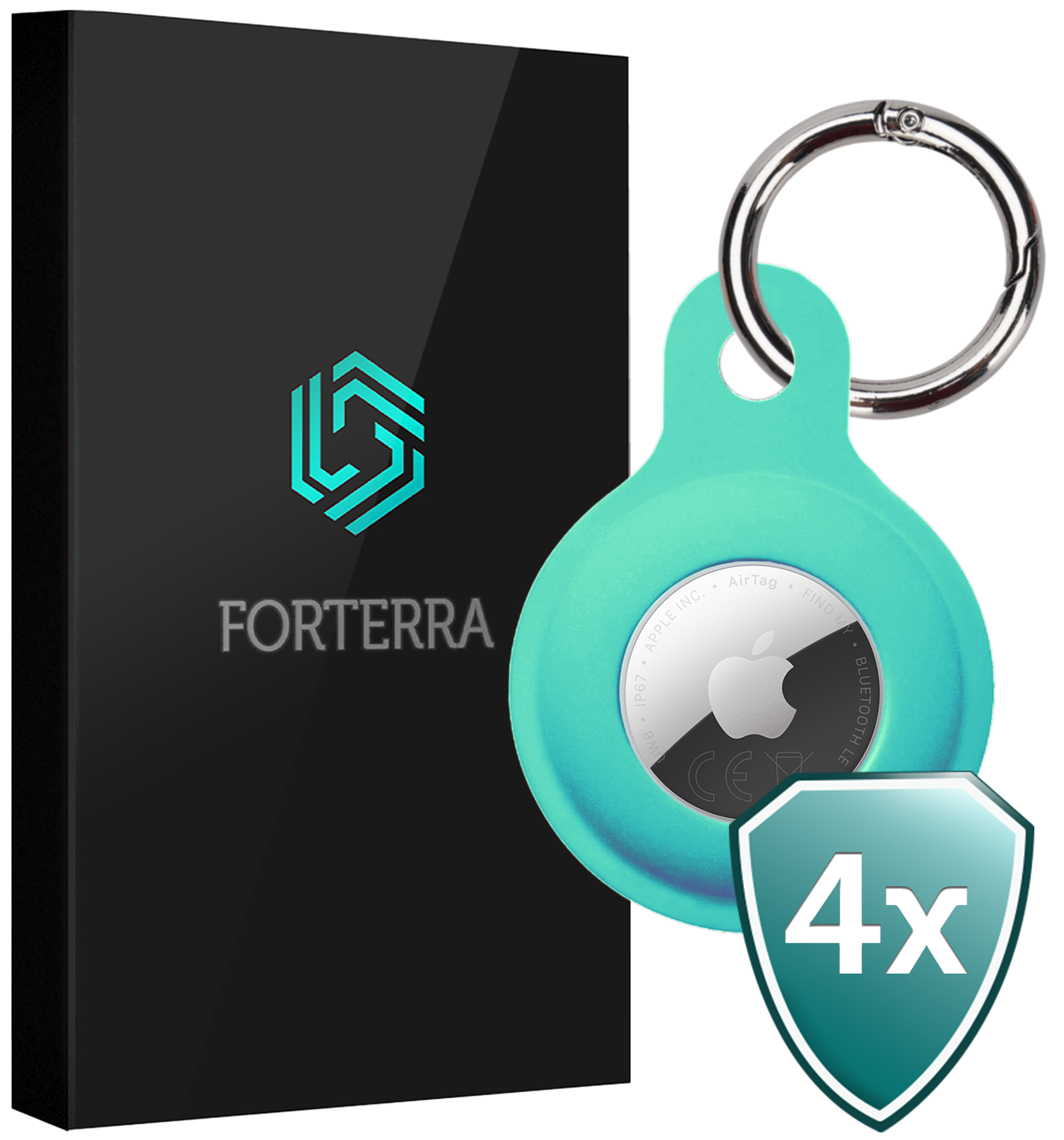 Forterra Forterra AirTag 2 Hoesje Siliconen - Turquoise - 4 PACK